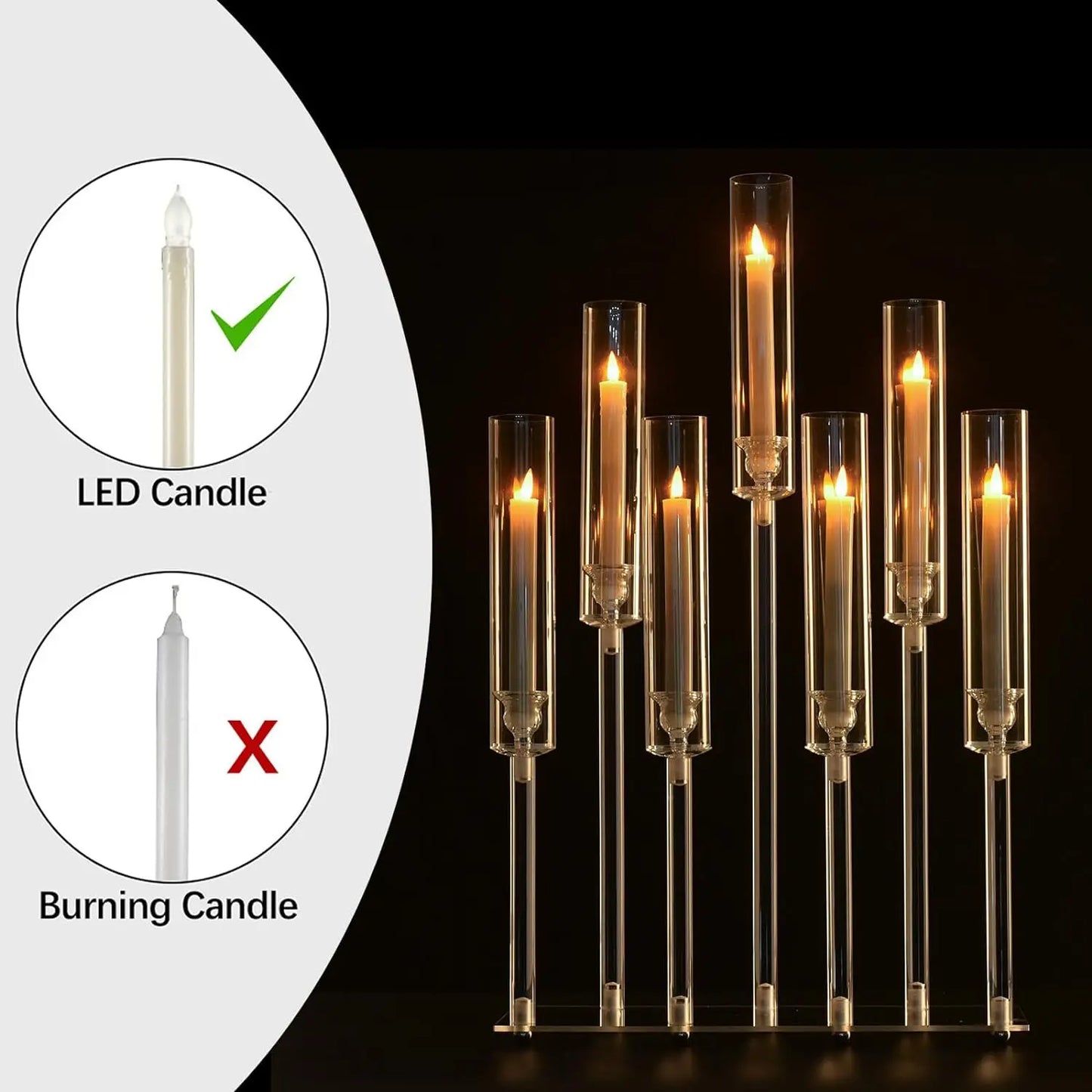Vincigant 4 Piece 7 Arm Acrylic Candelabra Wedding Party Decor
