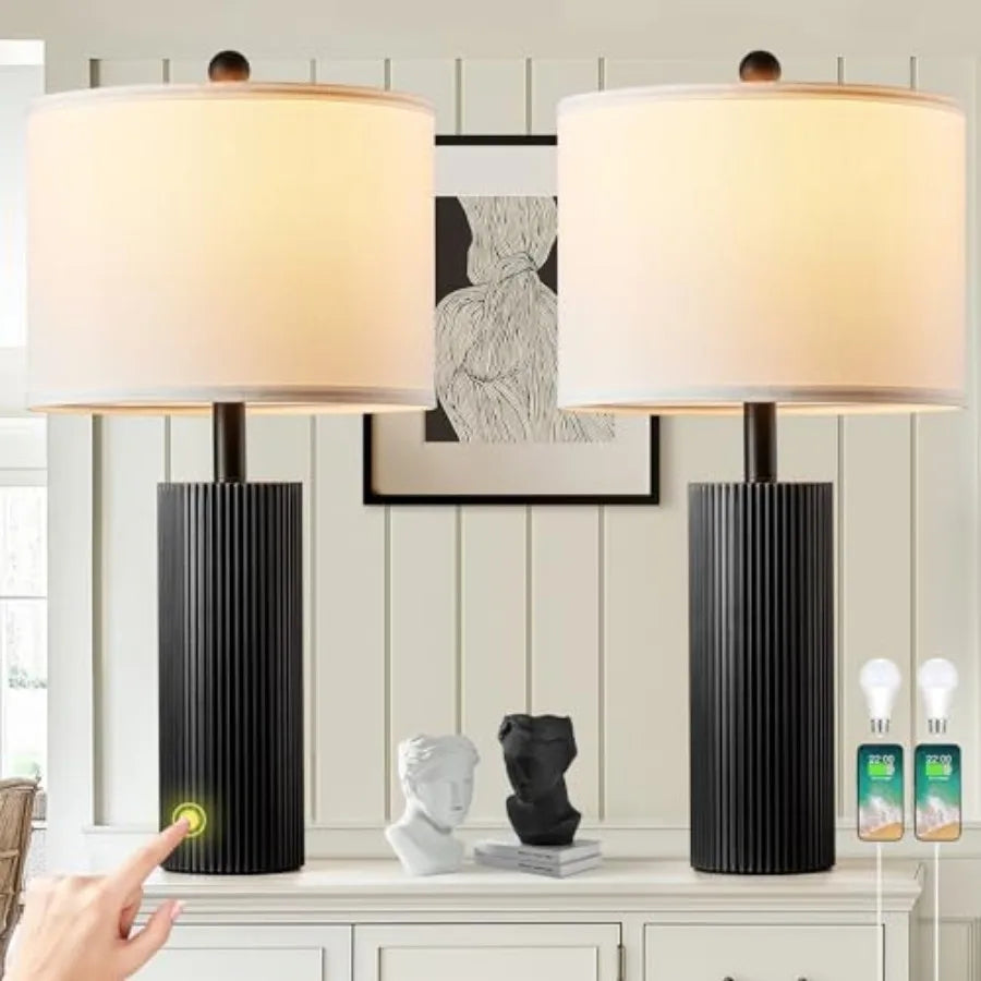 Modern USB Touch Control Table Lamps With Charging Ports