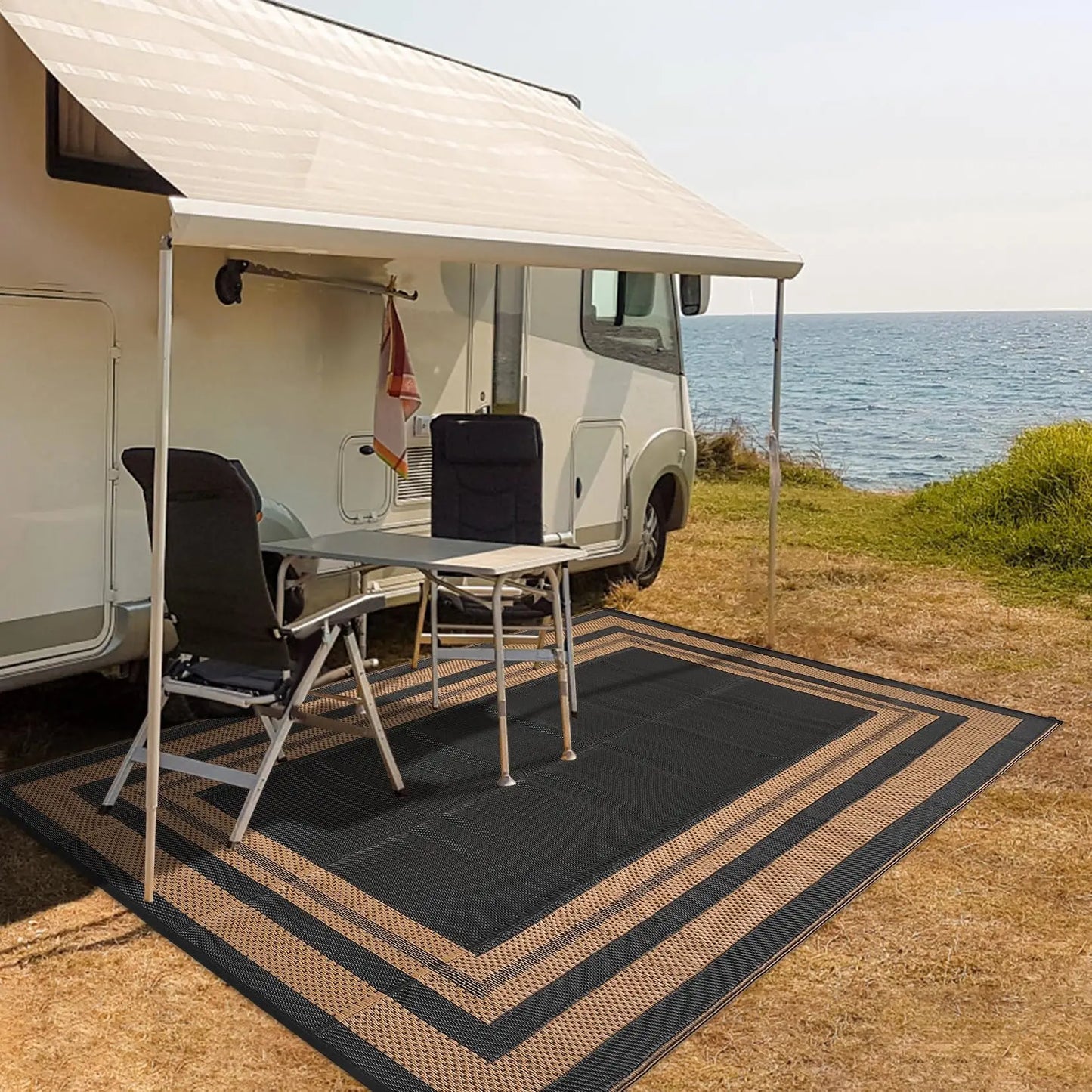 Waterproof Reversible Outdoor Patio Rug And Modern Area Mat