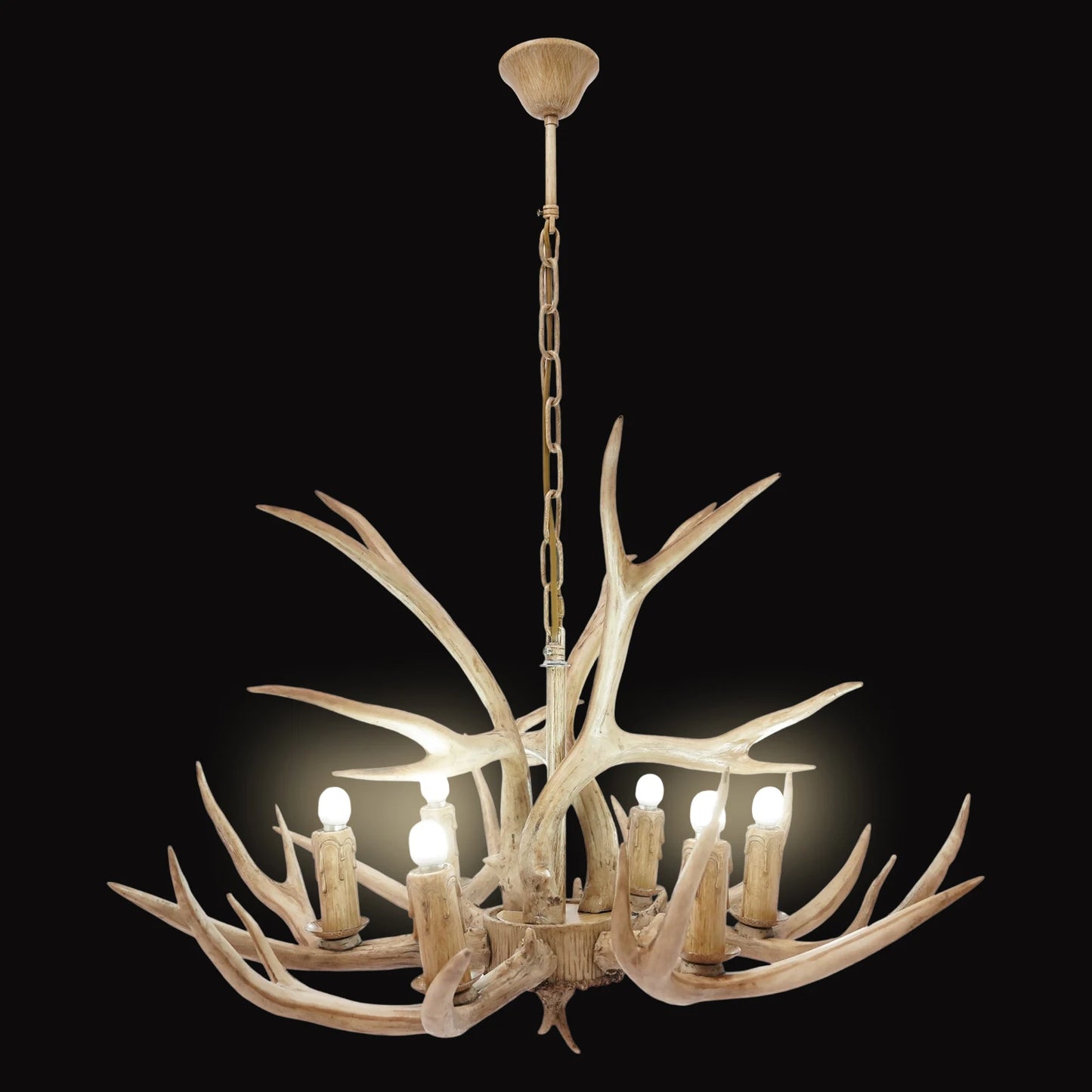 Retro Deer Antler Six Light Pendant Ceiling Fixture