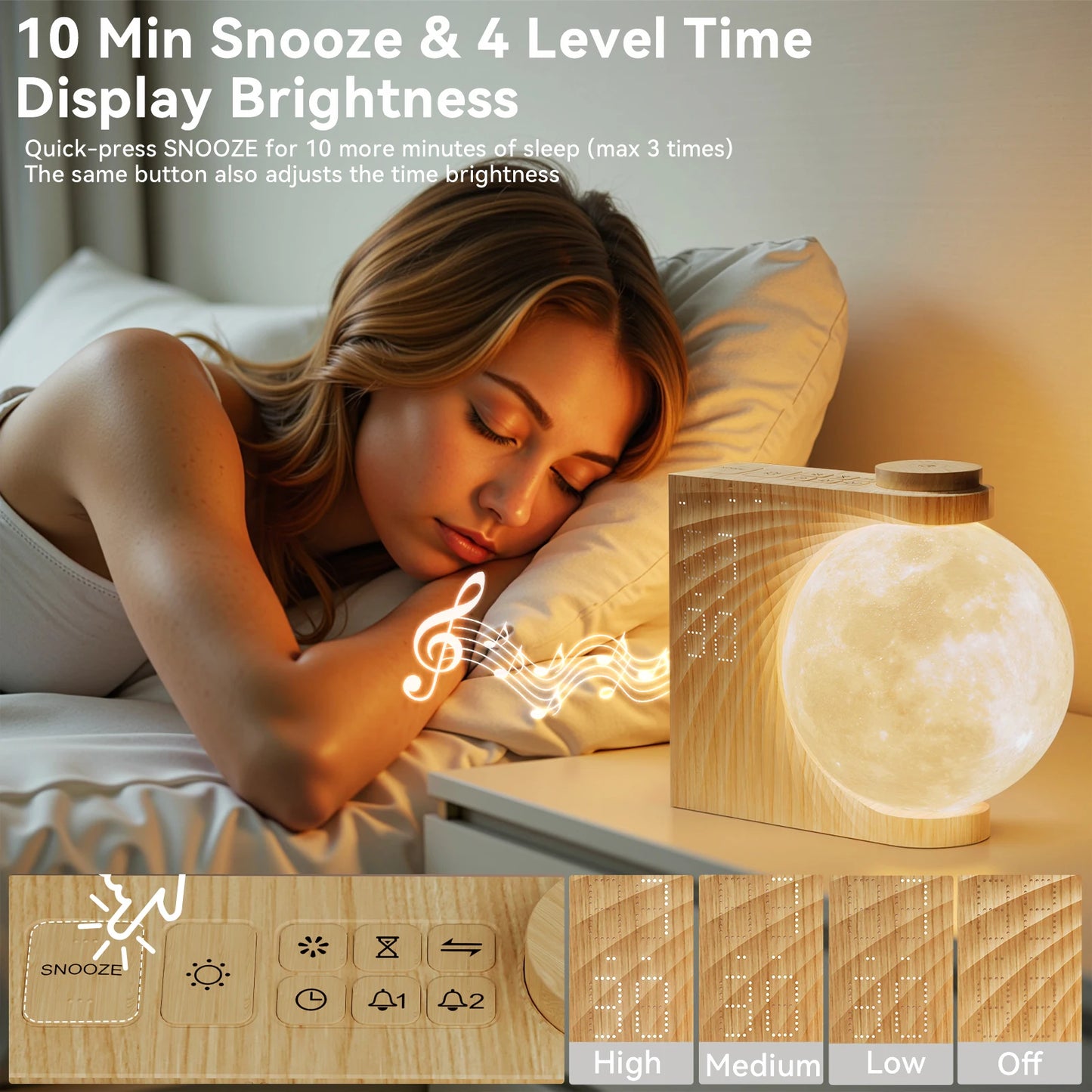 Reteyung Moon Lamp Sunrise Alarm With White Noise Sound Machine