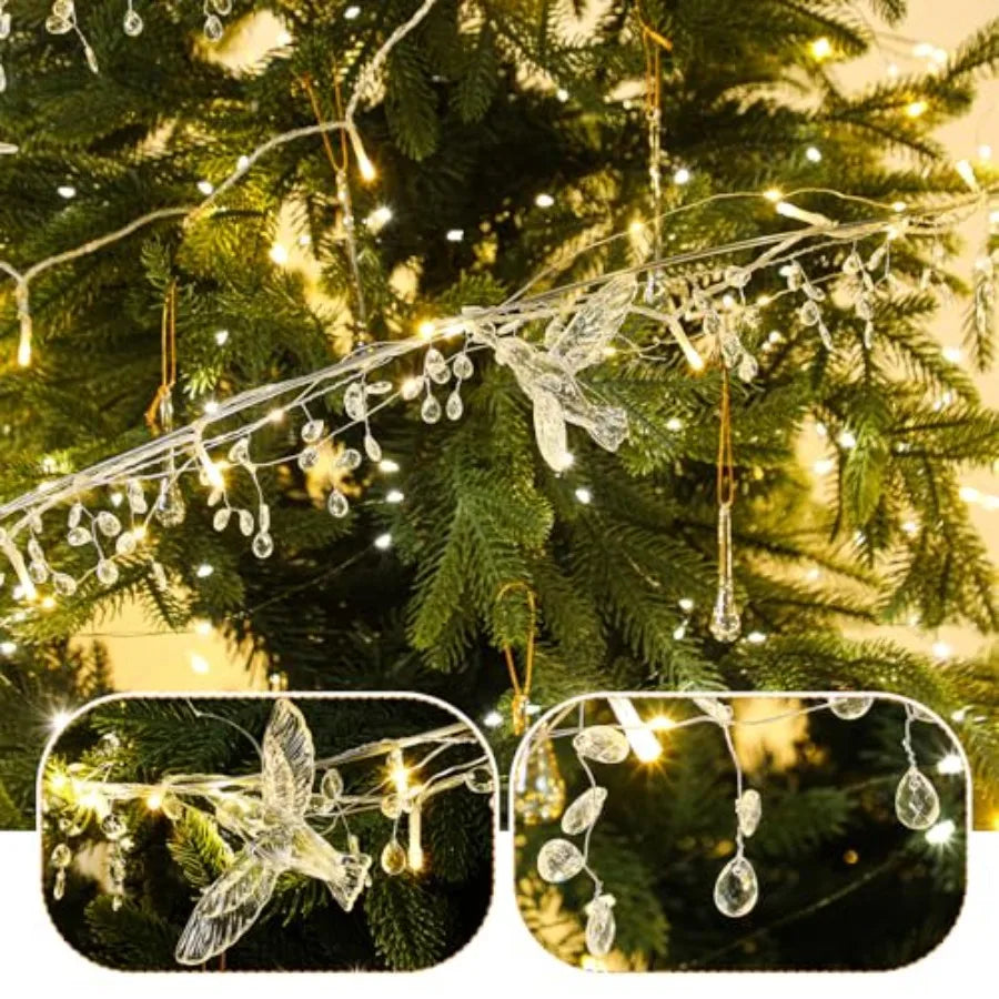 Acrylic Crystal Led Fairy Garland Waterdrop Beads Christmas Tree Decor