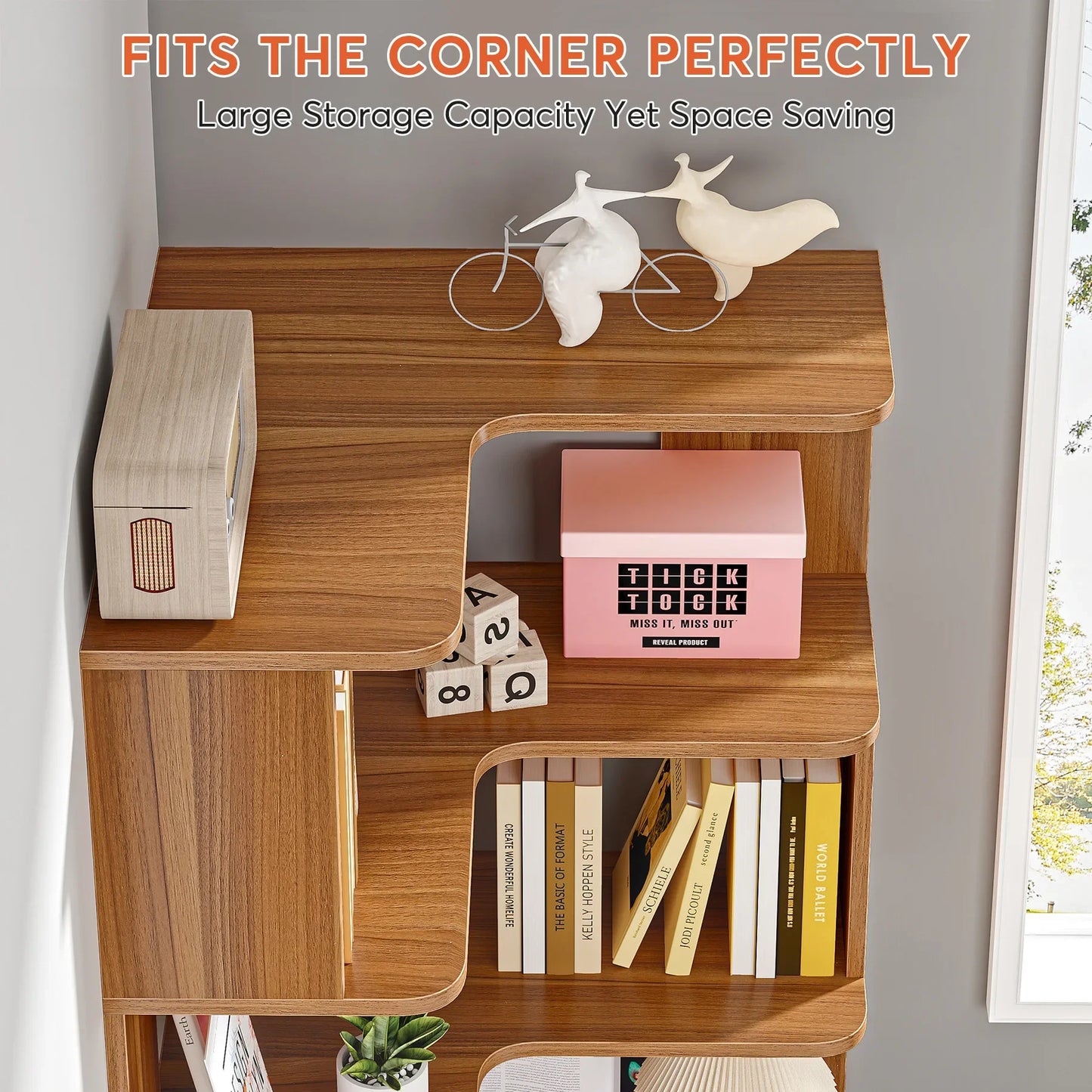 Tribesigns 6 Tier Industrial Corner Bookshelf With Anti Drop Panel