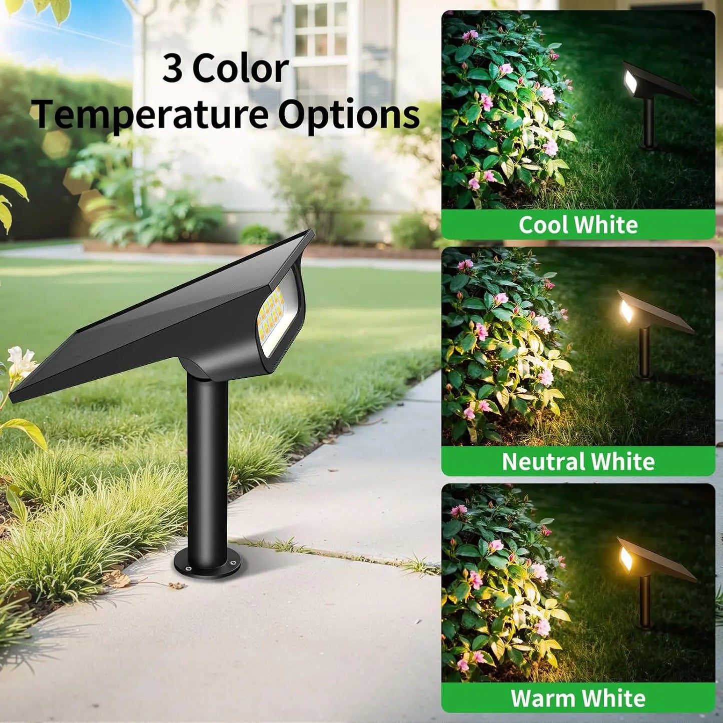 Intelamp Dimmable Solar Spotlights For Outdoor Garden Landscape Lighting