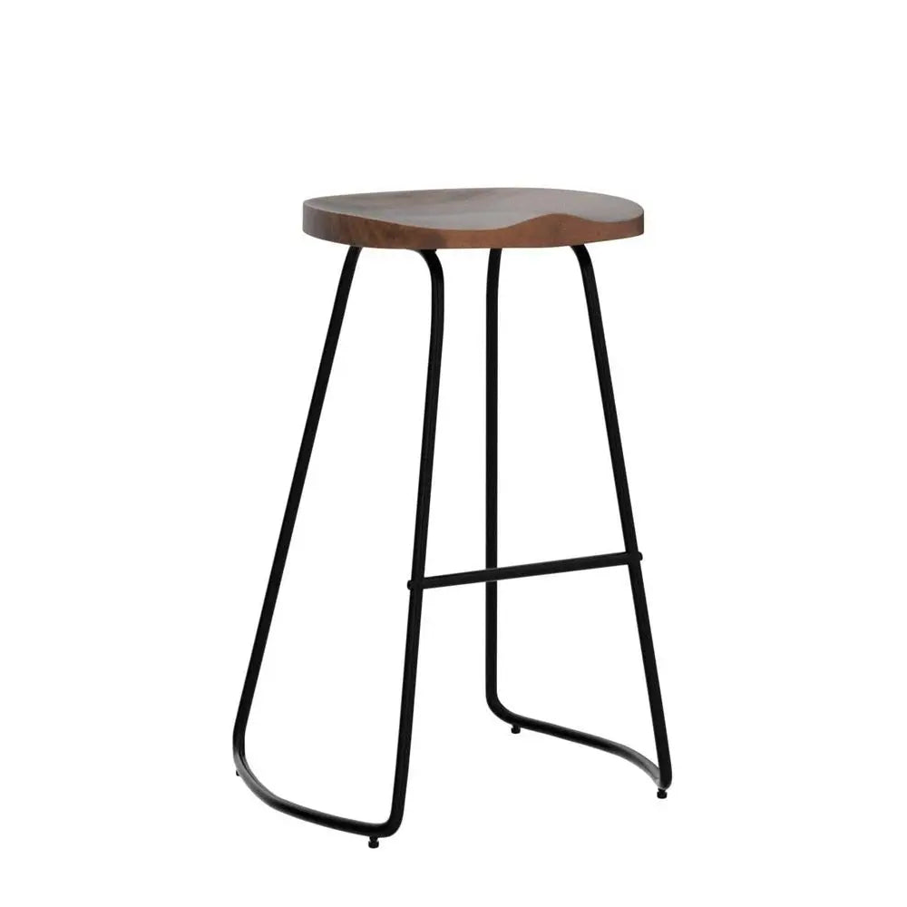 Rustic Solid Wood Counter Height Saddle Seat Bar Stools