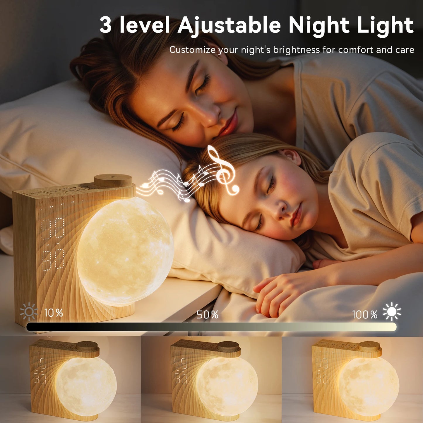 Reteyung Moon Lamp Sunrise Alarm With White Noise Sound Machine