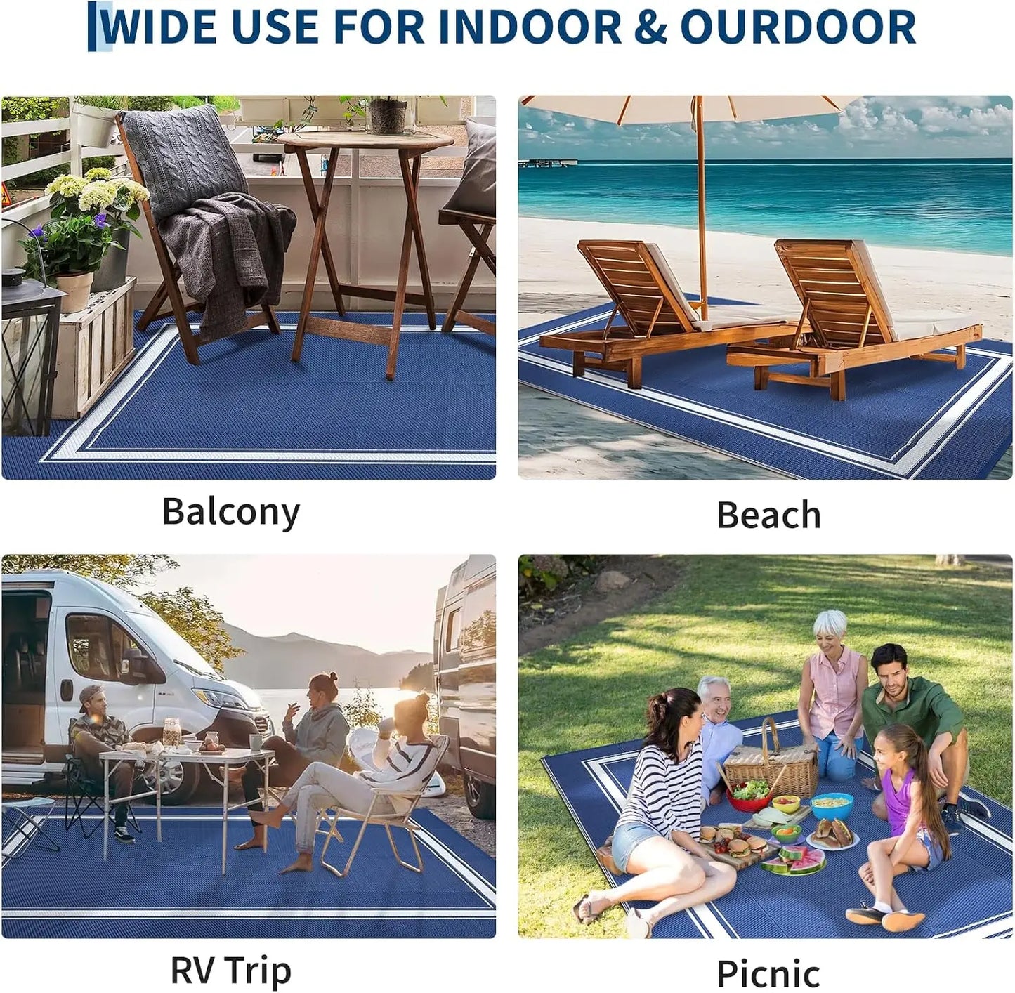 Garvee Waterproof Soft Fluffy Non Slip Indoor Outdoor Area Rug