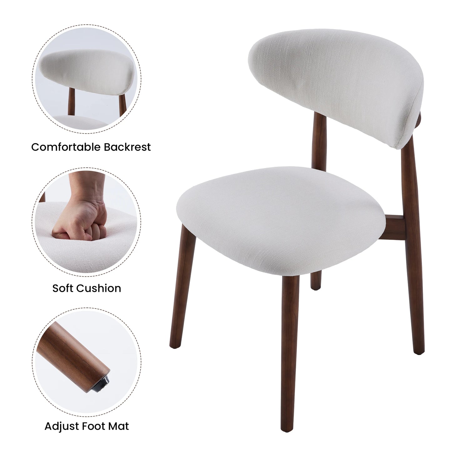 Farini Modern Fabric Upholstered Solid Wood Dining Chairs