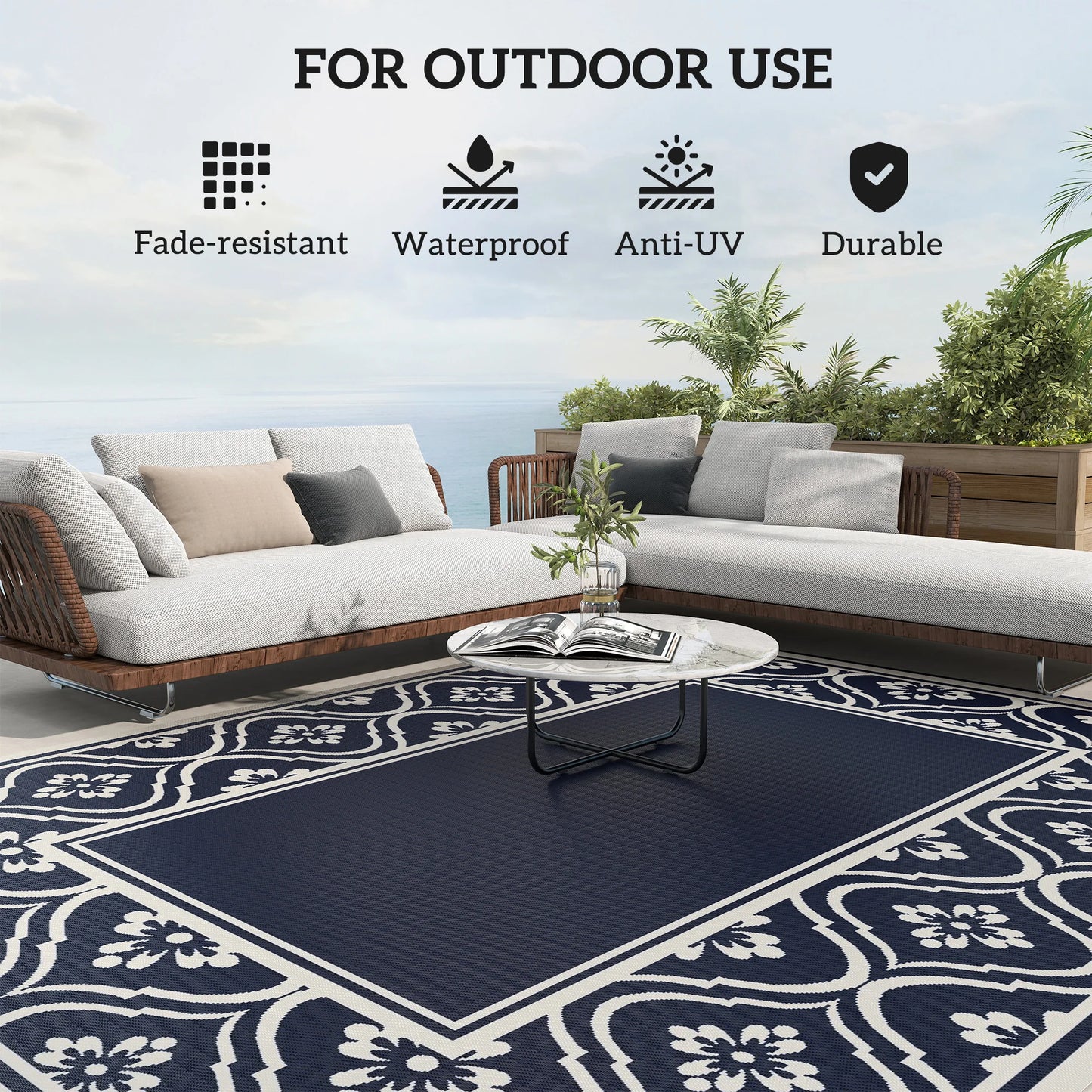 Modern Geometric Outdoor Polypropylene Area Floor Rug