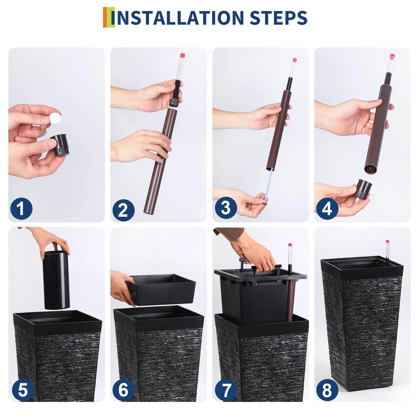 HiMiss Self Watering Planter With Drainage And Water Monitor