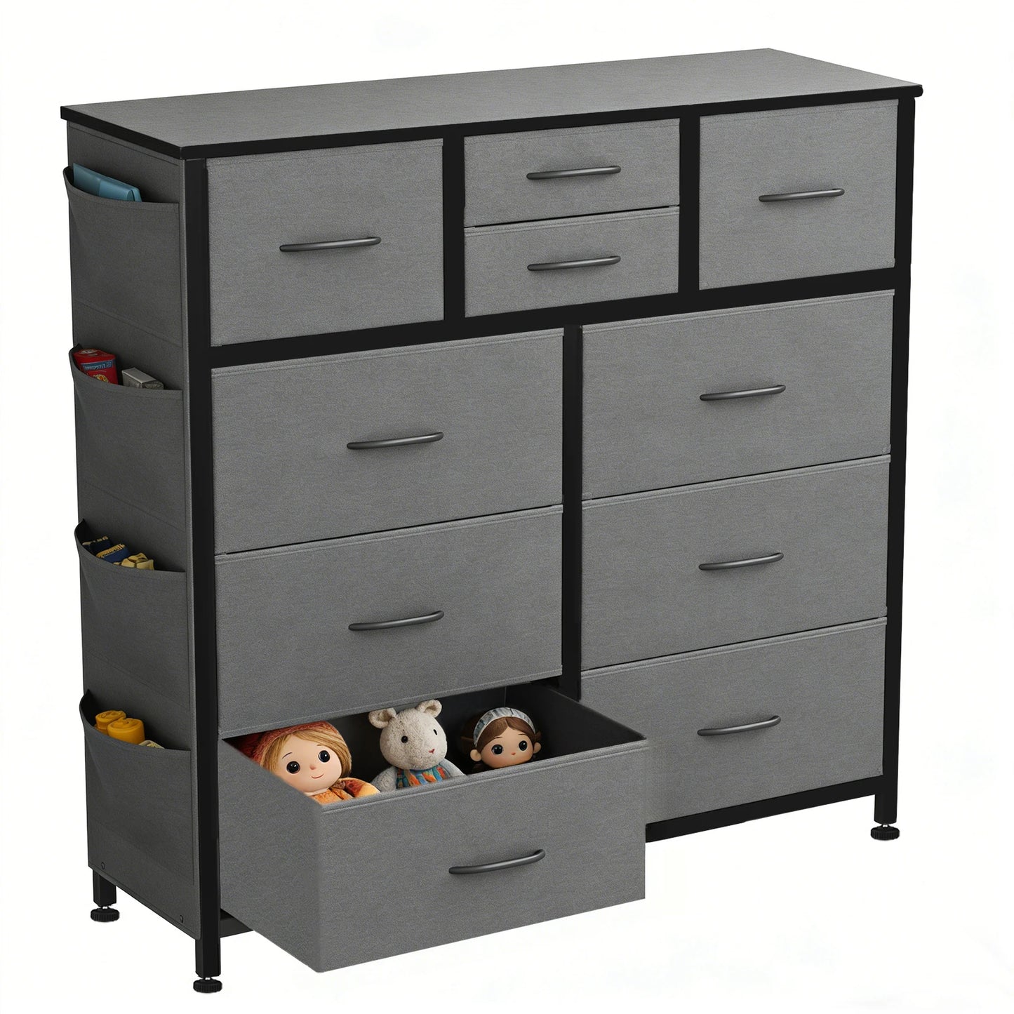 JHK Metal Frame Fabric Drawer Storage Cabinet Organizer