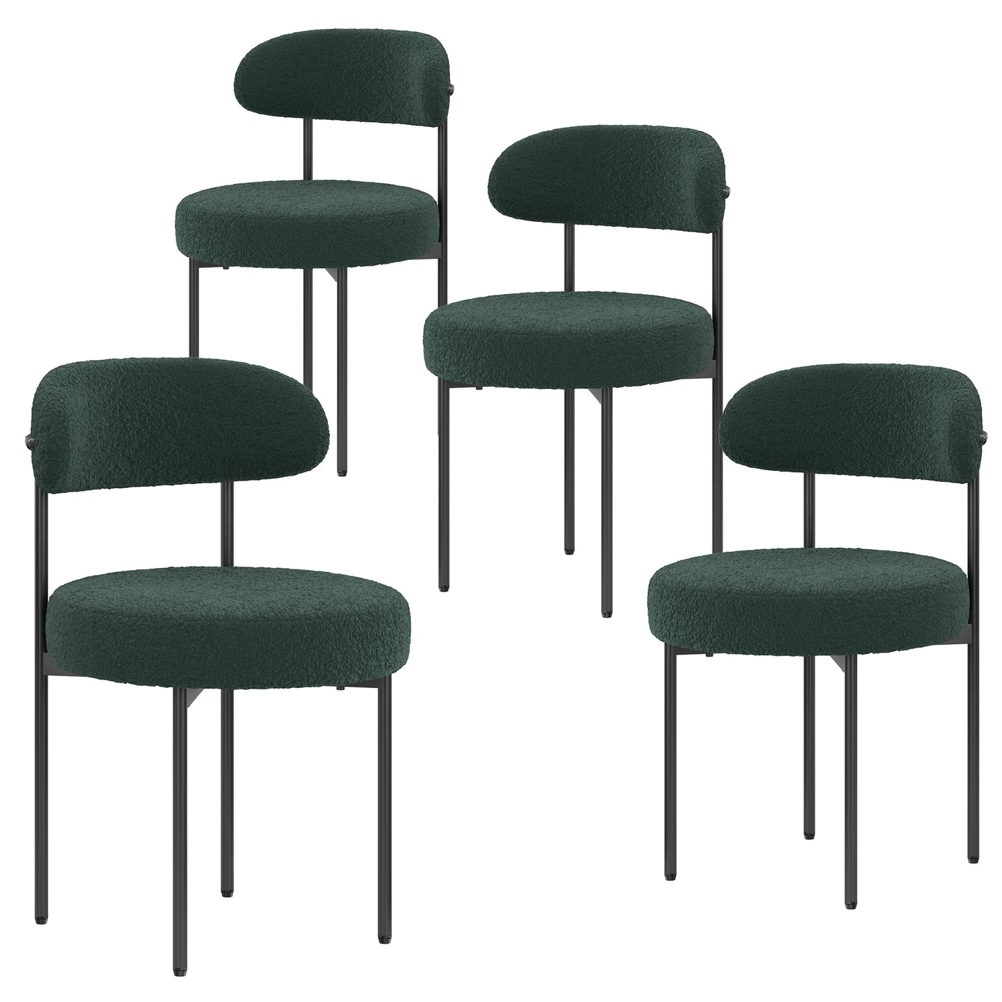 Farini Mid Century Modern Dining Chair With Curved Fabric Backrest