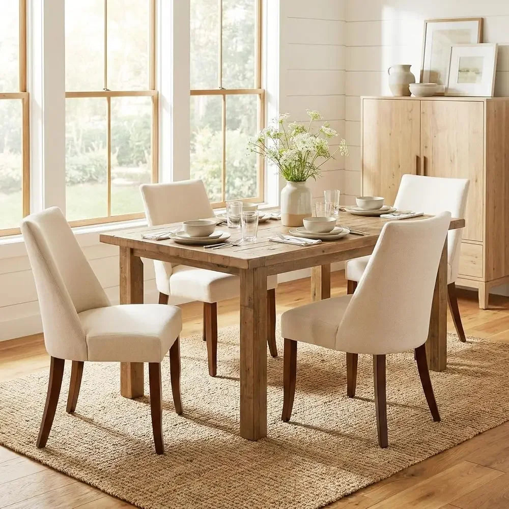 Rubberwood Upholstered Dining Chairs for Home and Kitchen