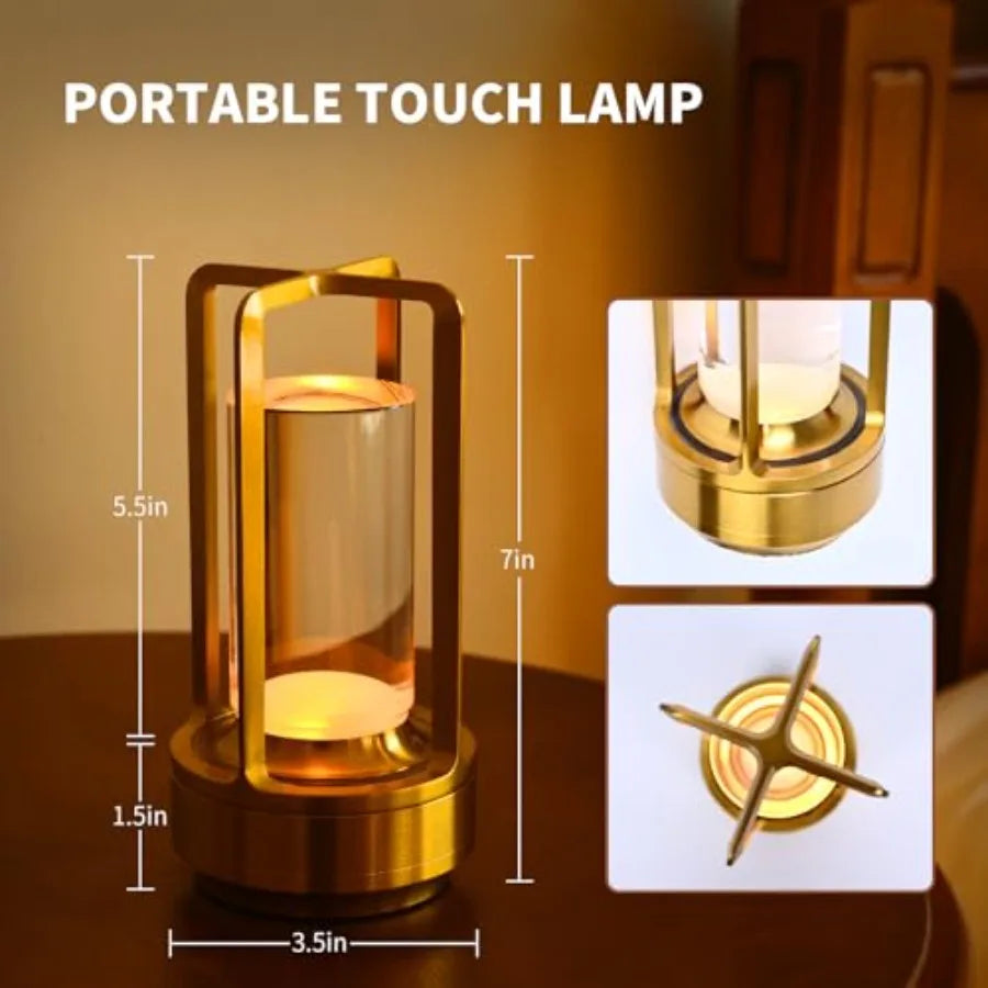 Rechargeable Solar LED Crystal Lantern Table Lamp Touch Dimming