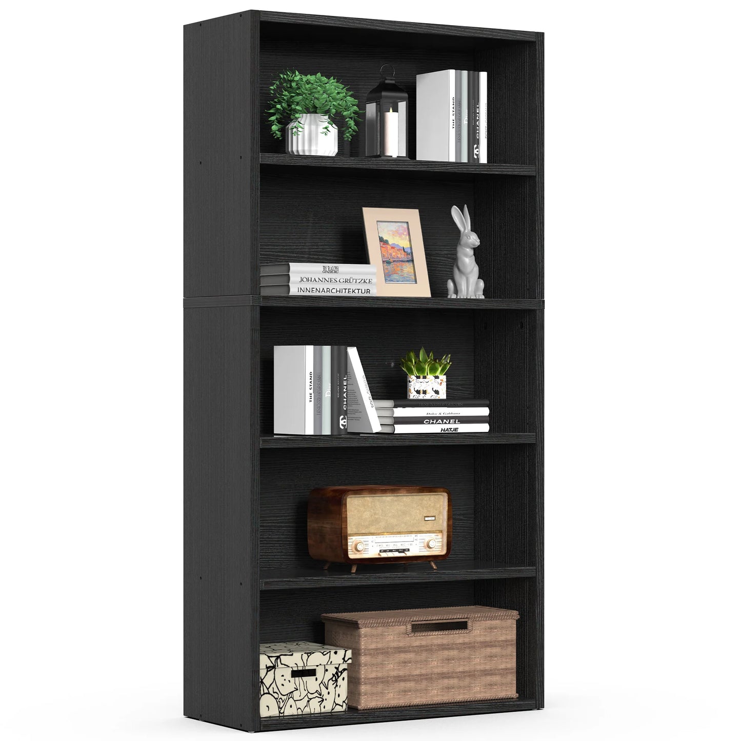 MCQ Five Tier Free Standing Wooden Bookshelf With Storage