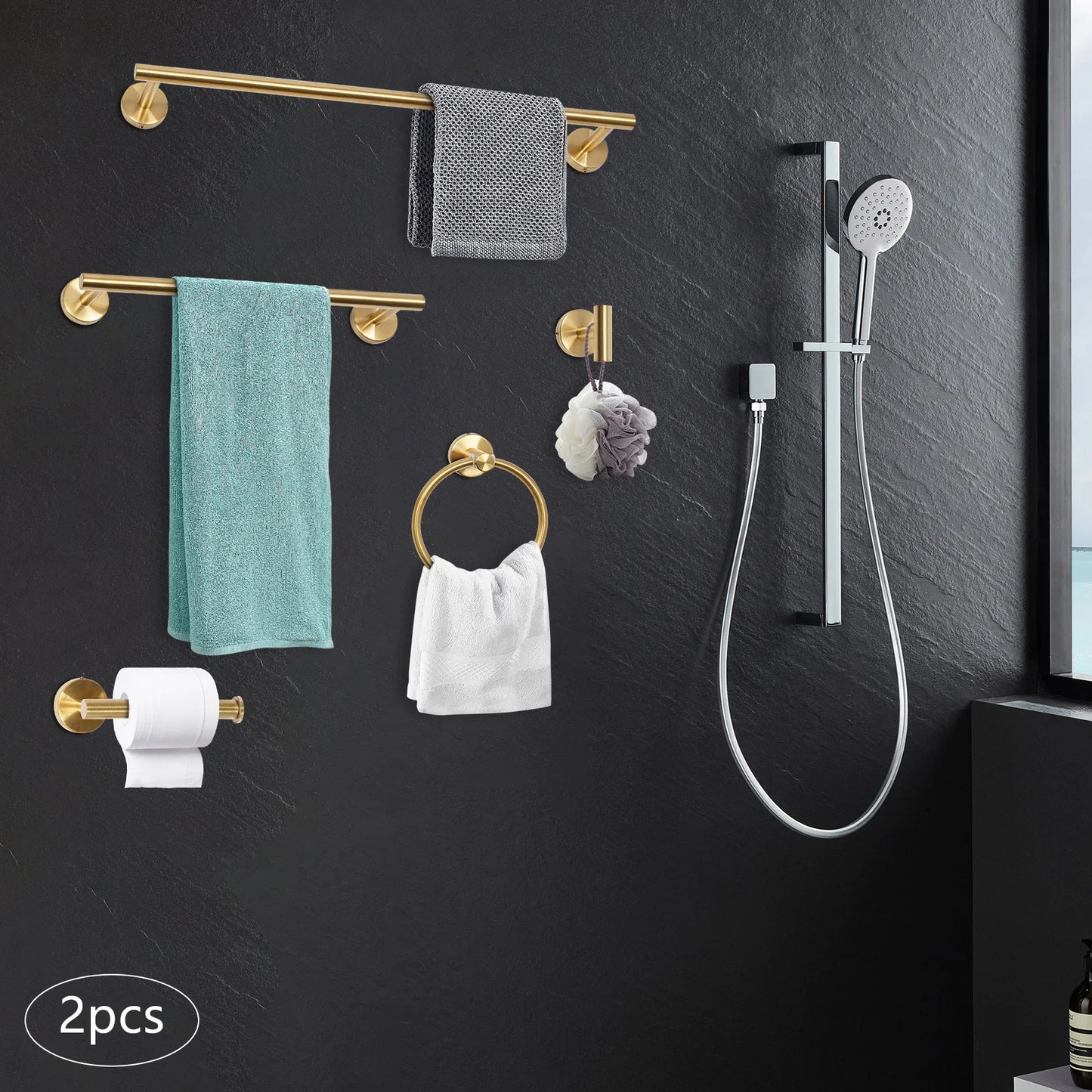 Stainless Steel Bathroom Hardware Set With Wall Mount Towel Rack