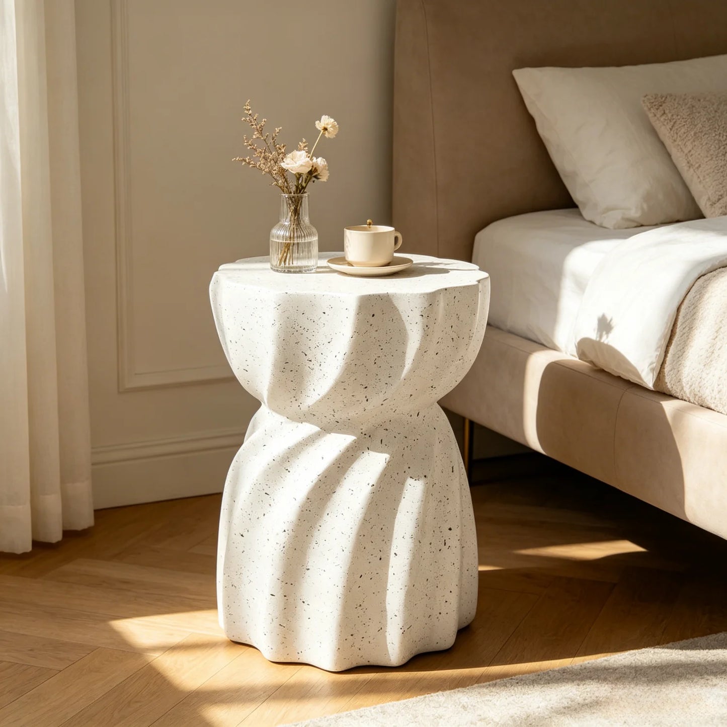 Modern Concrete Hourglass Side Table For Patio And Home Office