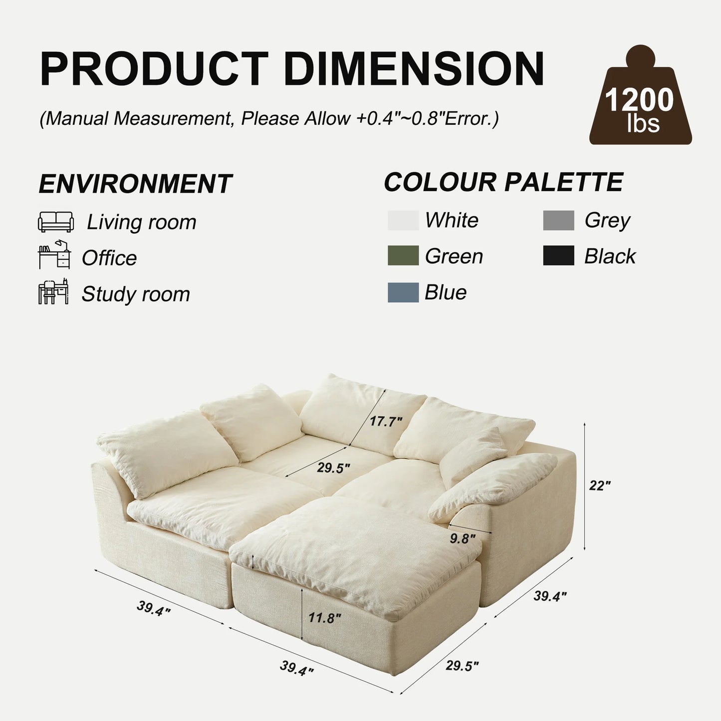 Yeflixvrau Modern Modular Sectional Sofa With Removable Cushions