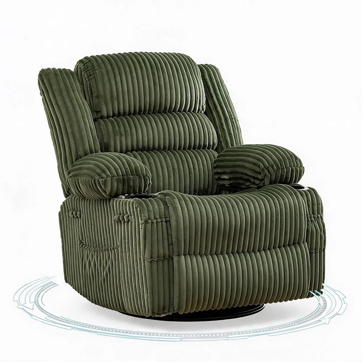 HiMISS 360 Swivel Rocking Recliner Chair With Deep Corduroy Seat