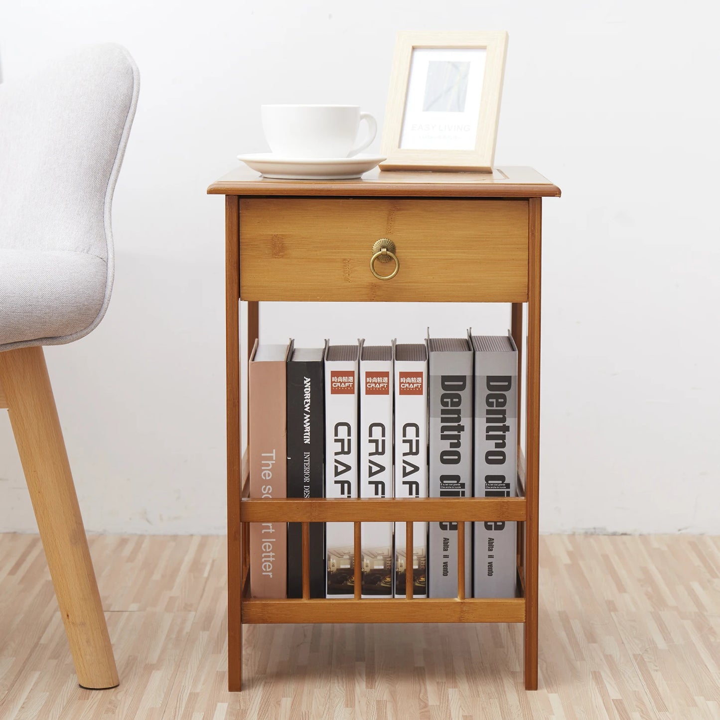 Luvodi Multifunctional Bamboo Bedside Table With Drawer Nightstand