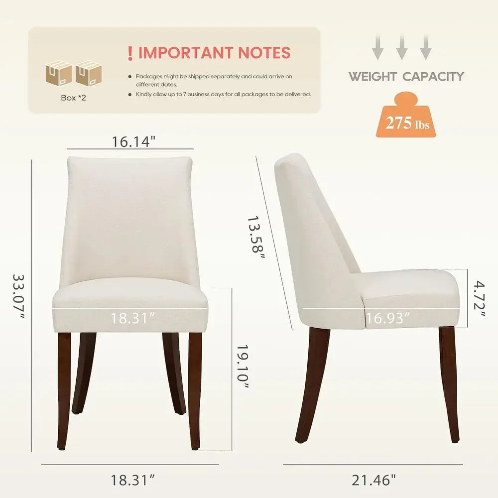 Rubberwood Upholstered Dining Chairs for Home and Kitchen