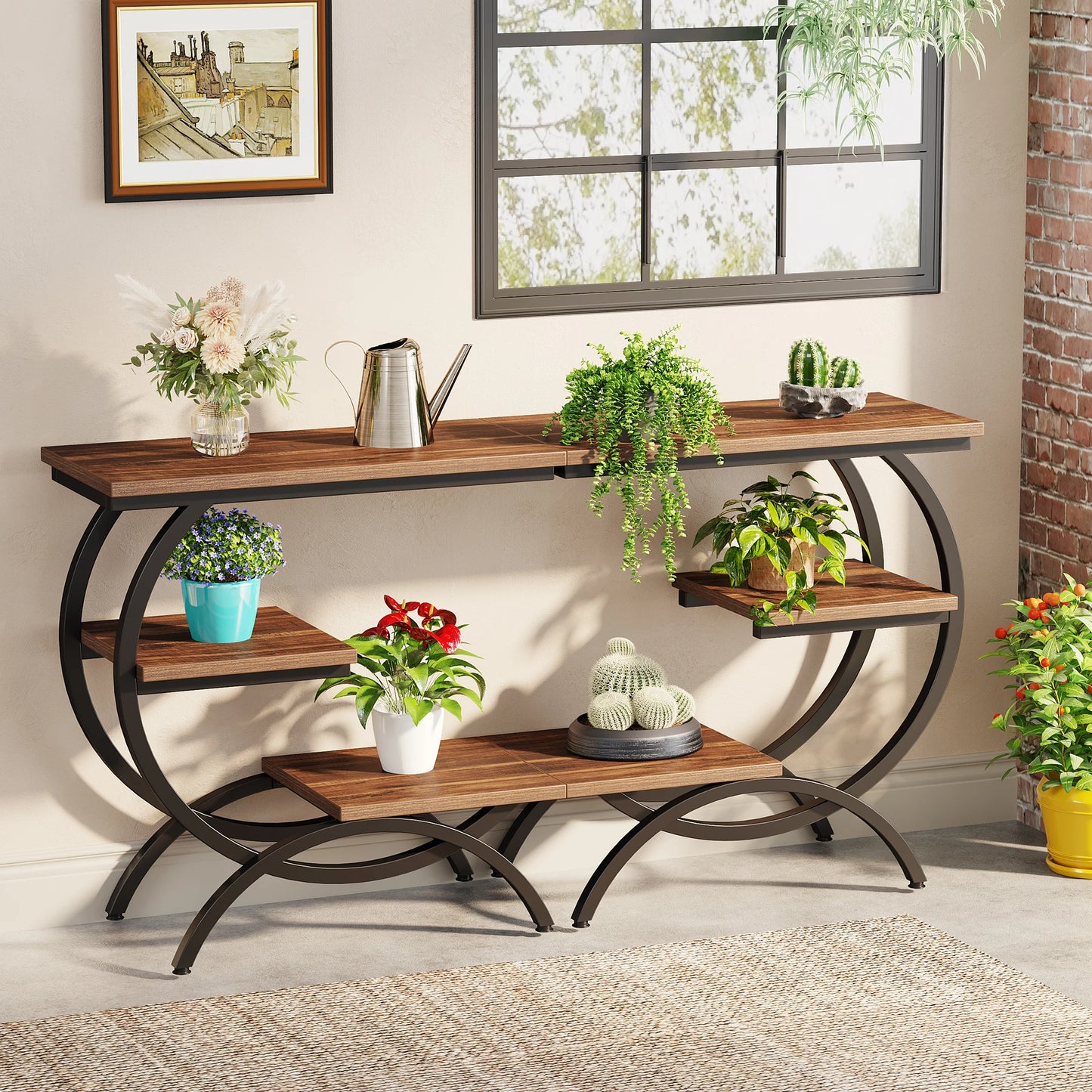 Tribesigns C-Shaped End Table for Living Room Metal Frame