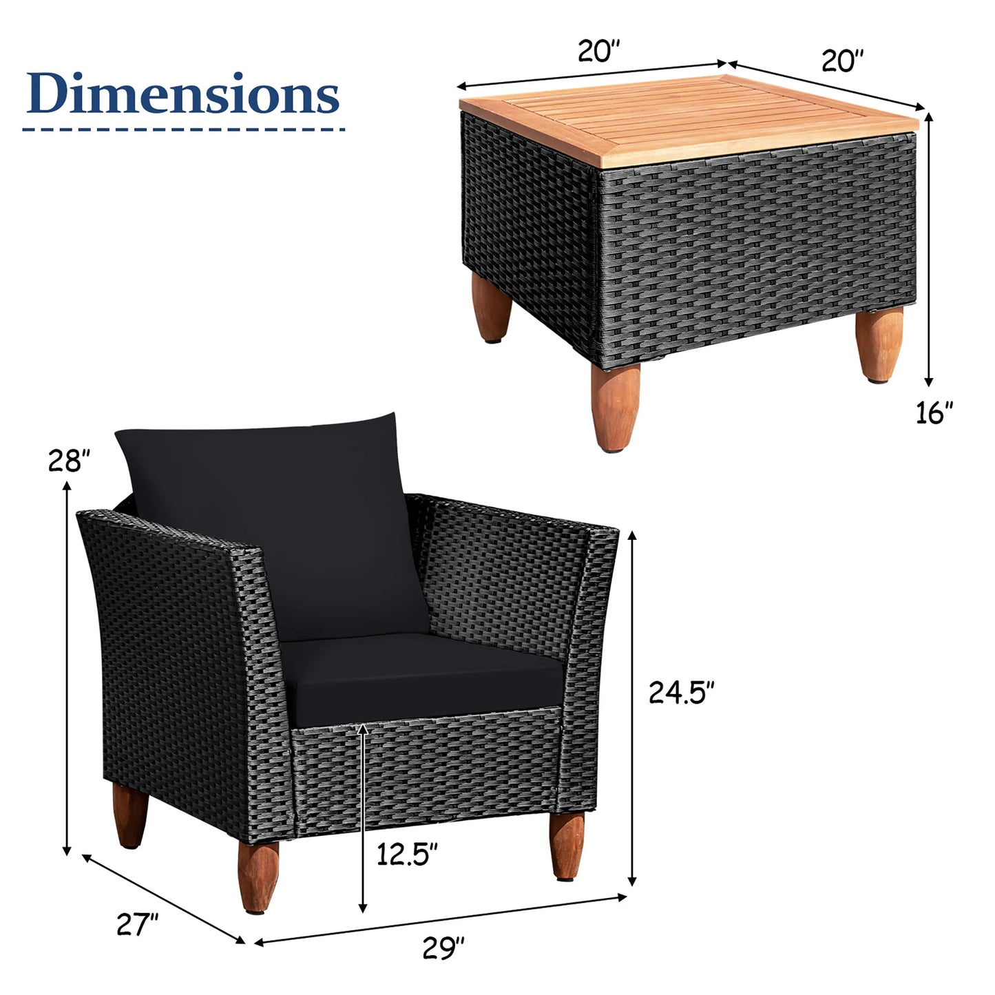 Homasis Outdoor Rattan Patio Furniture Set Cushioned Sofa