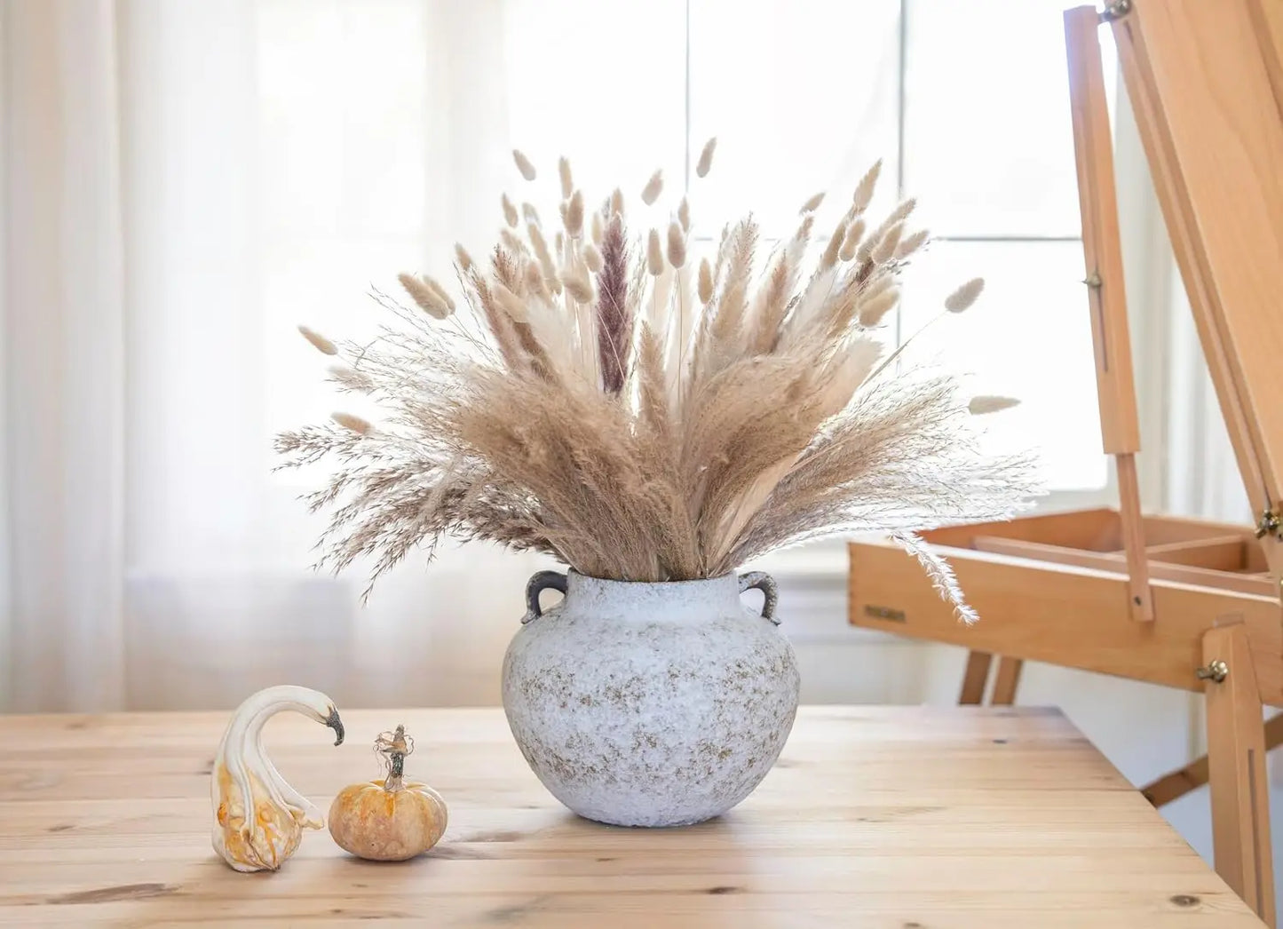 CozyWel Textured Ceramic Vase With Double Handles For Home Decor