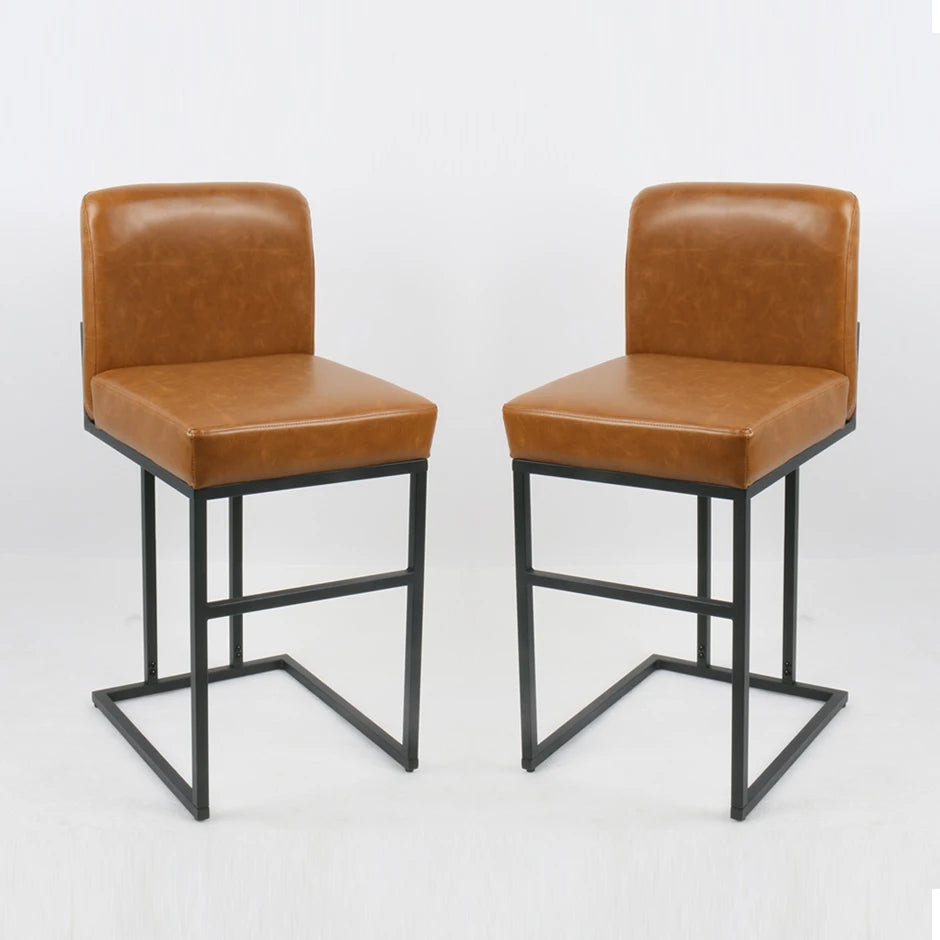 HiMISS Faux Leather Upholstered Bar Stools Set For Kitchen Island