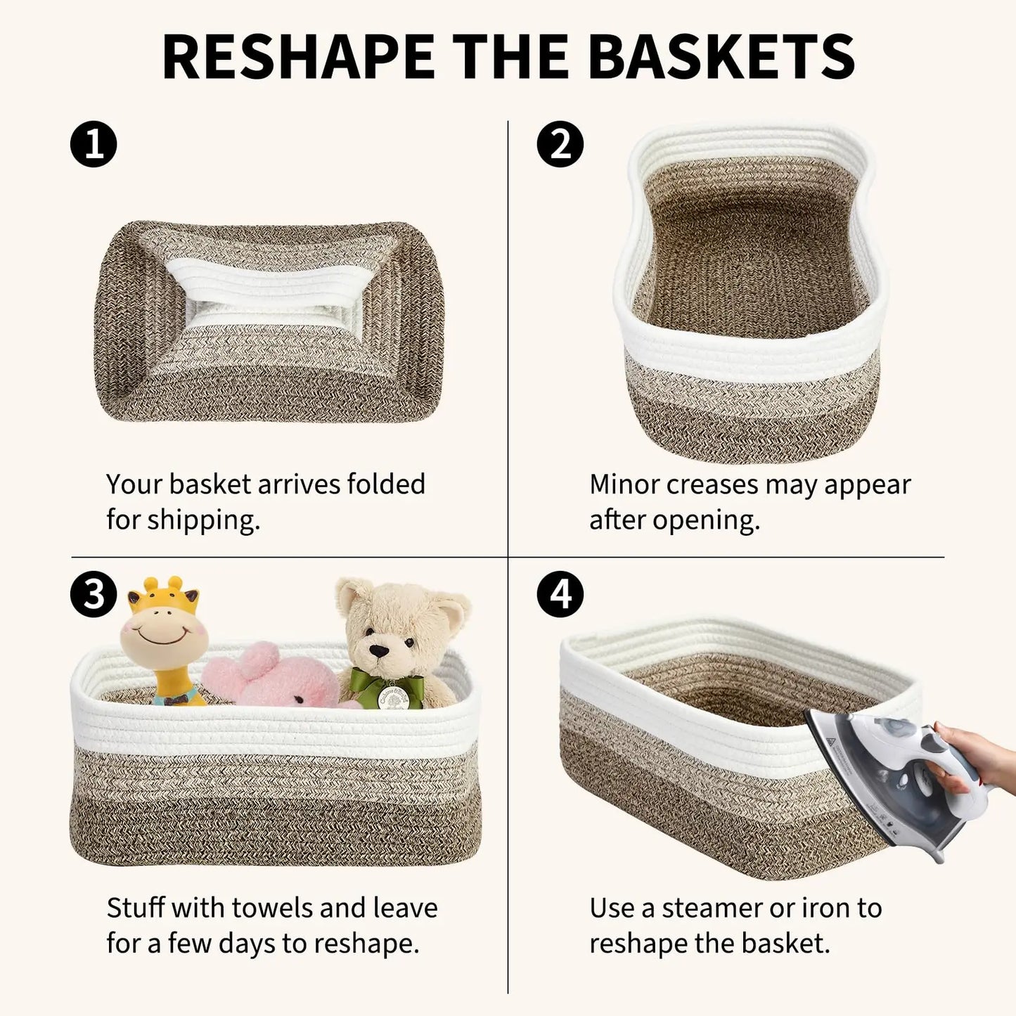 HiMISS Cotton Rope Woven Storage Baskets Shelf Organizer