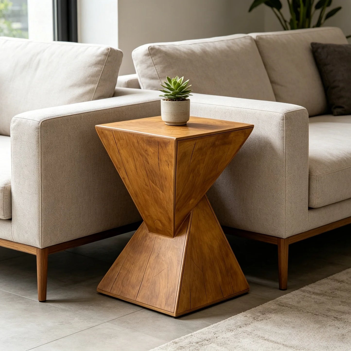 Modern Round Wooden Accent Side Table For Living Room Decor
