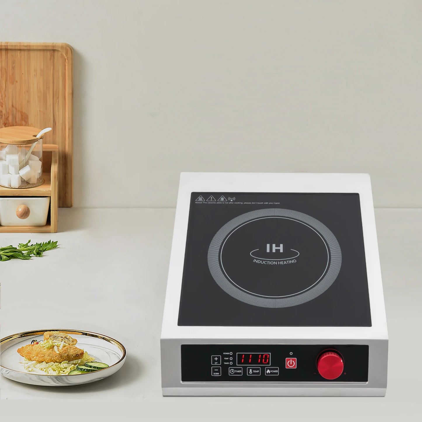 Sweetmile Commercial Induction Cooktop 3500W Stainless Steel Single Burner