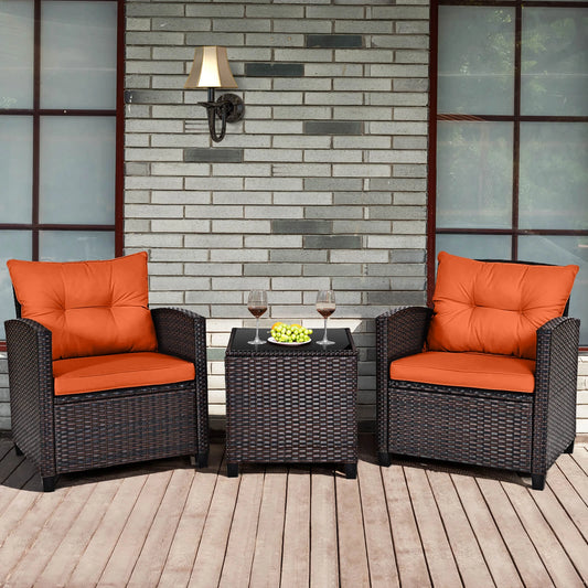 Homasis Outdoor Rattan Conversation Set With Cushions