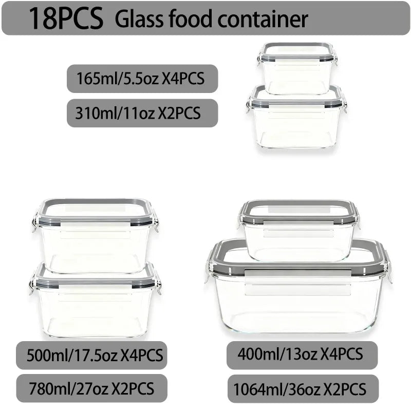 Glass Food Storage Containers With Airtight Lids Leakproof Meal Prep