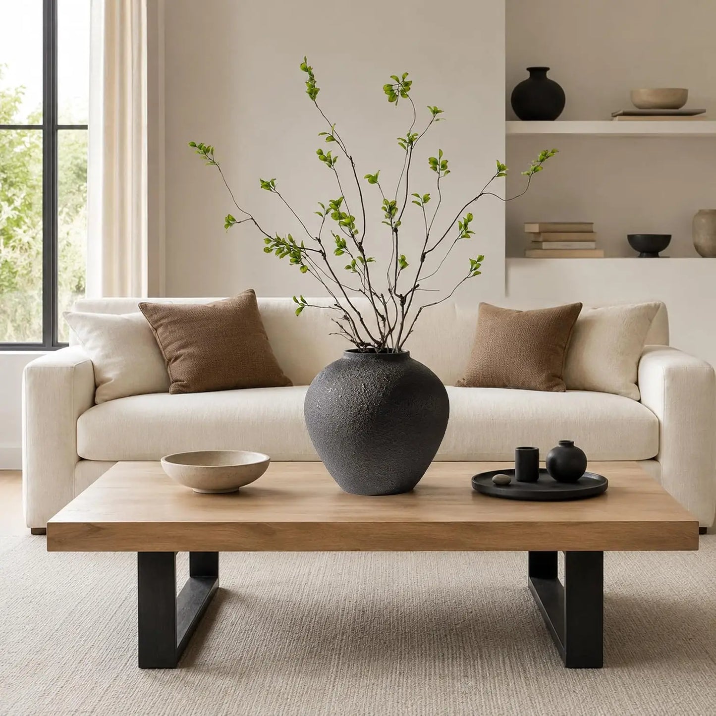 Rustic Porcelain Vase Centerpiece With Faux Greenery Home Decor