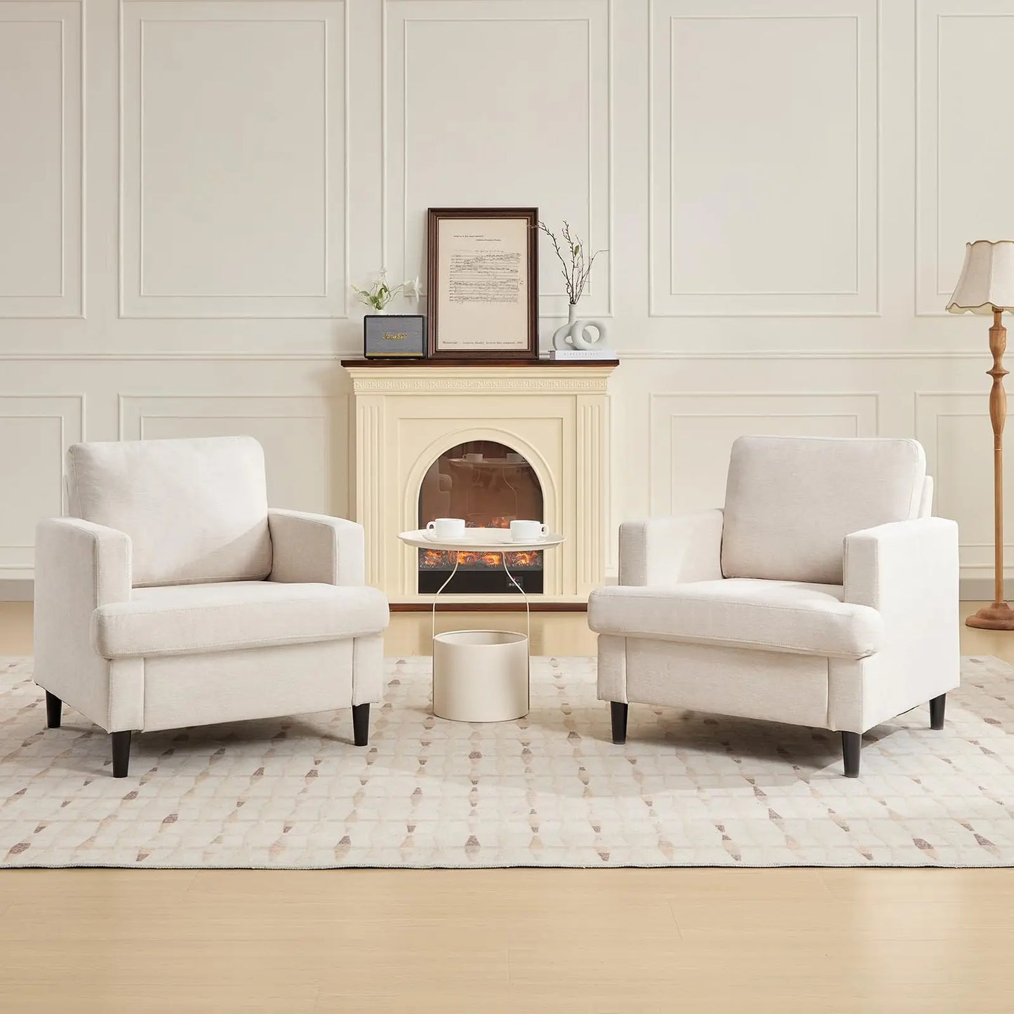 Modern Linen Upholstered Accent Chair For Home Living Room