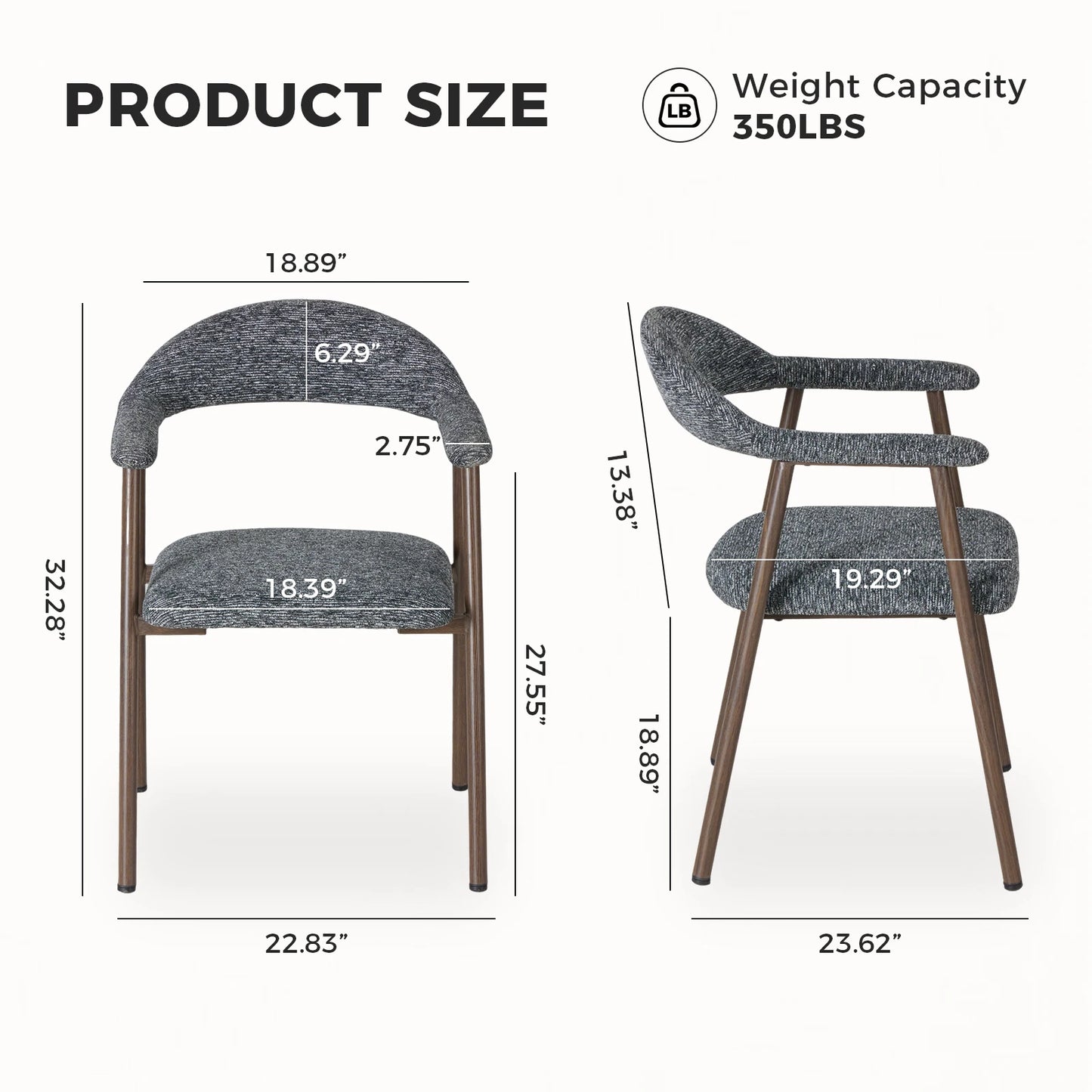 MCQ Ergonomic Office Chair Set Of 2 With Curved Backrest