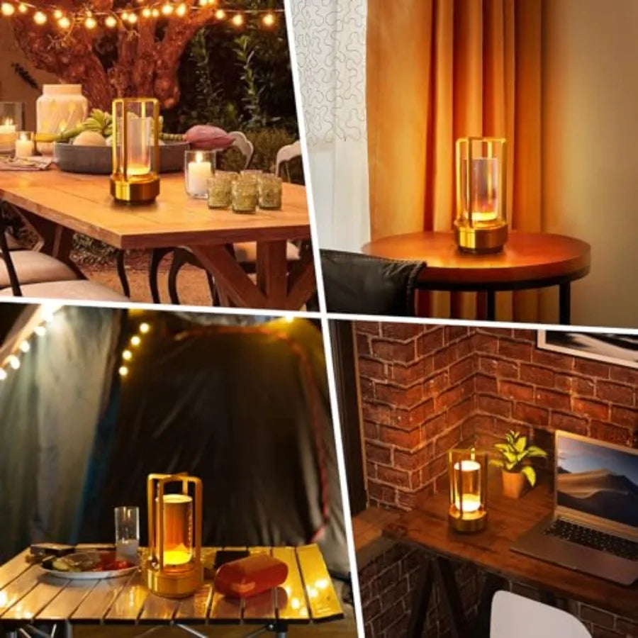 Rechargeable Solar LED Crystal Lantern Table Lamp Touch Dimming