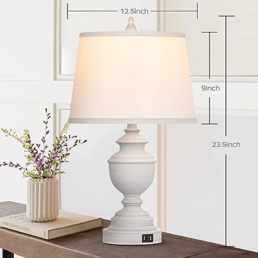 Modern Farmhouse Table Lamps With USB Charging Touch Control