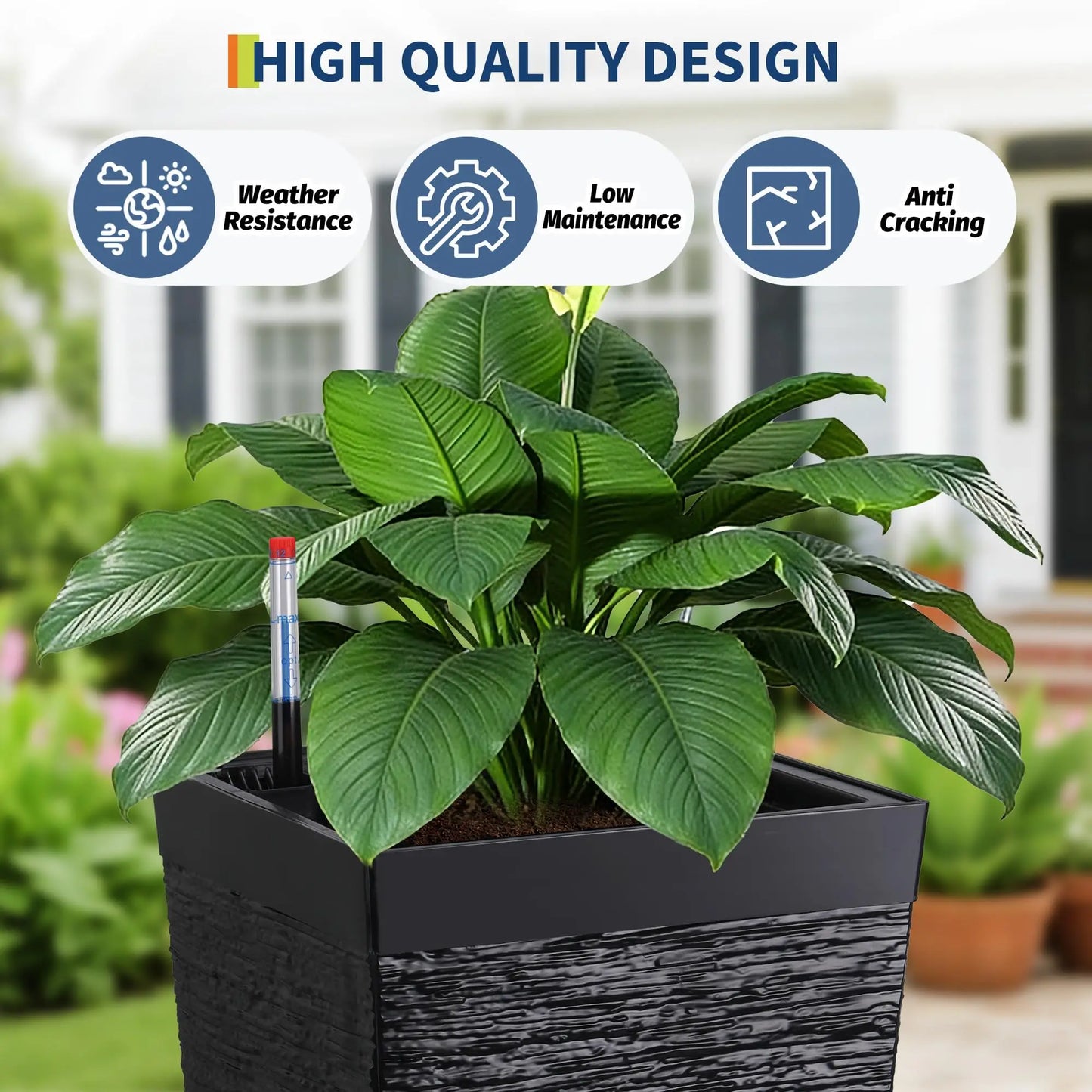 HiMiss Self Watering Planter With Drainage And Water Monitor