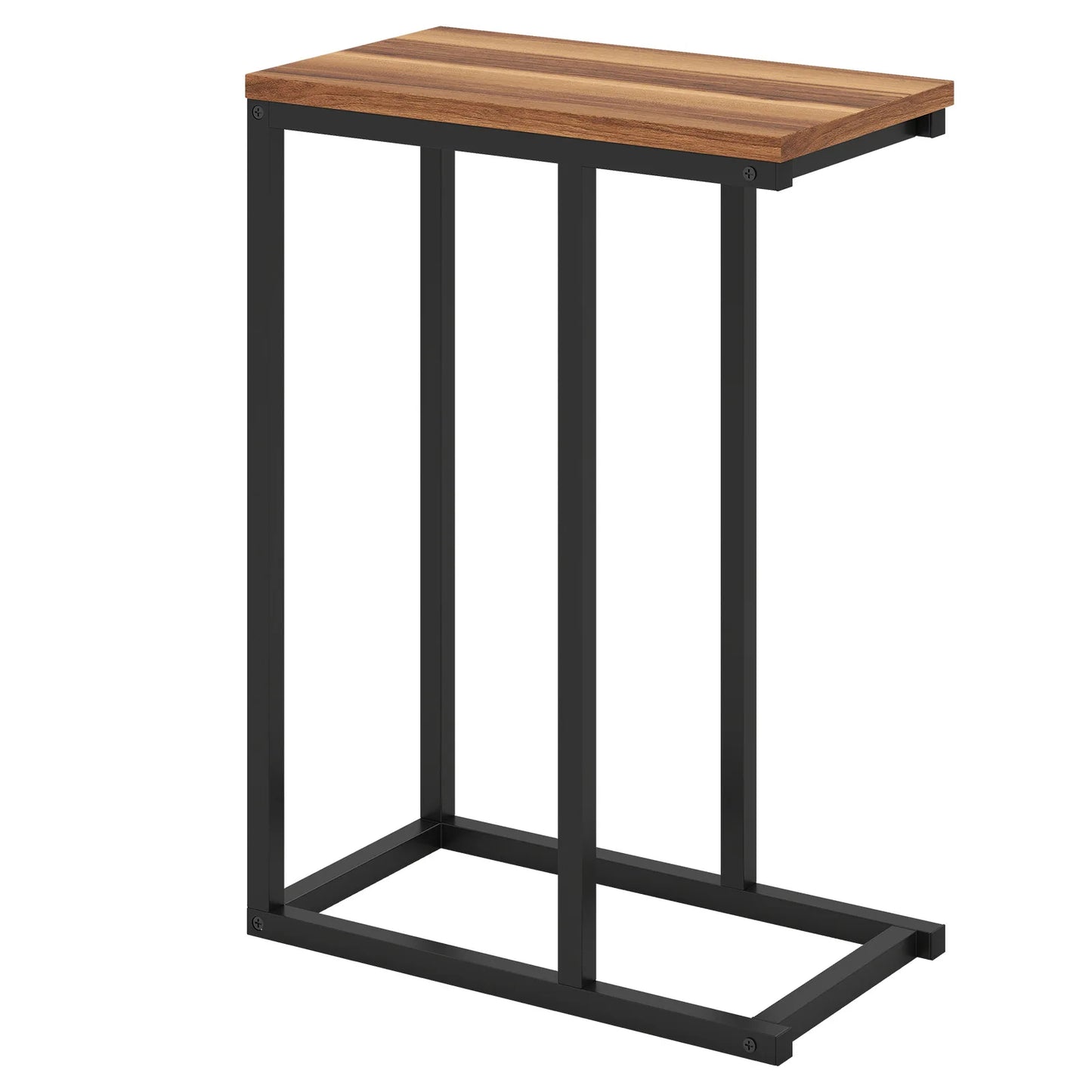 Homasis C Shaped Wooden End Table With Adjustable Pads