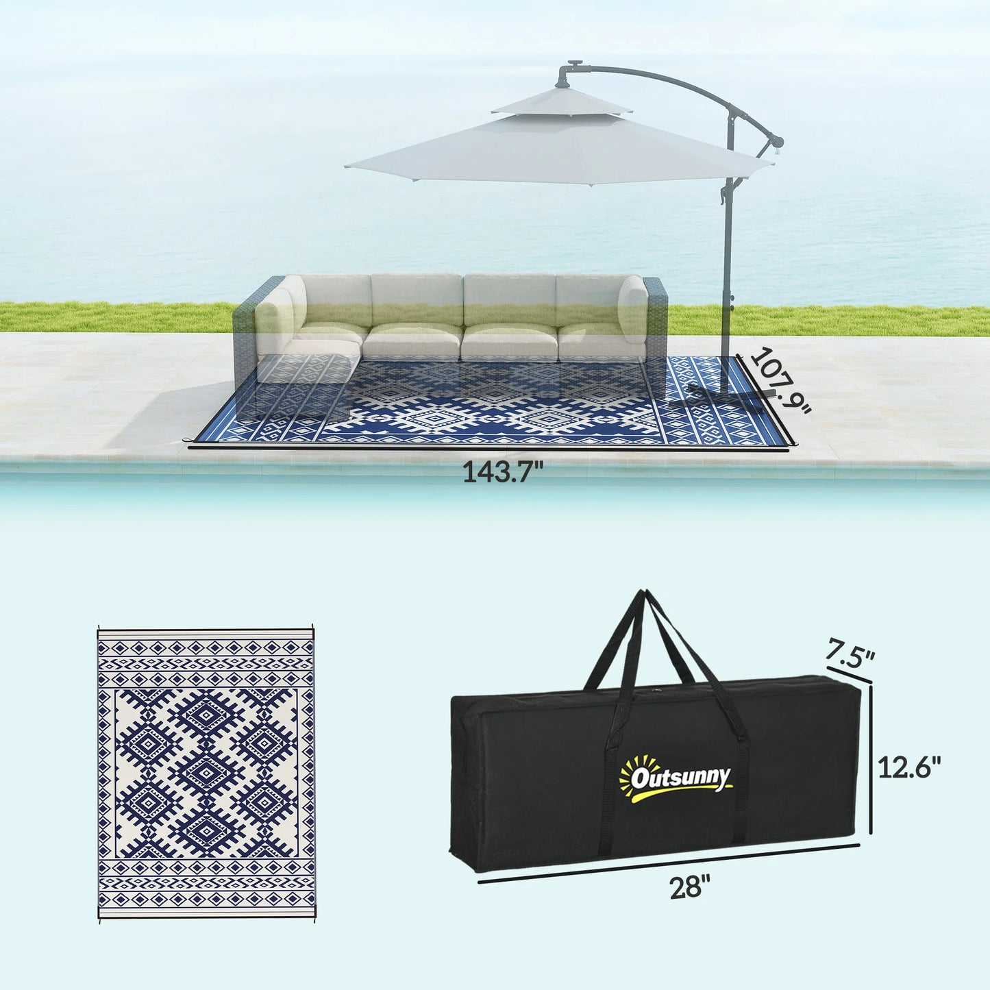 Contemporary Geometric Polypropylene Outdoor Area Rug