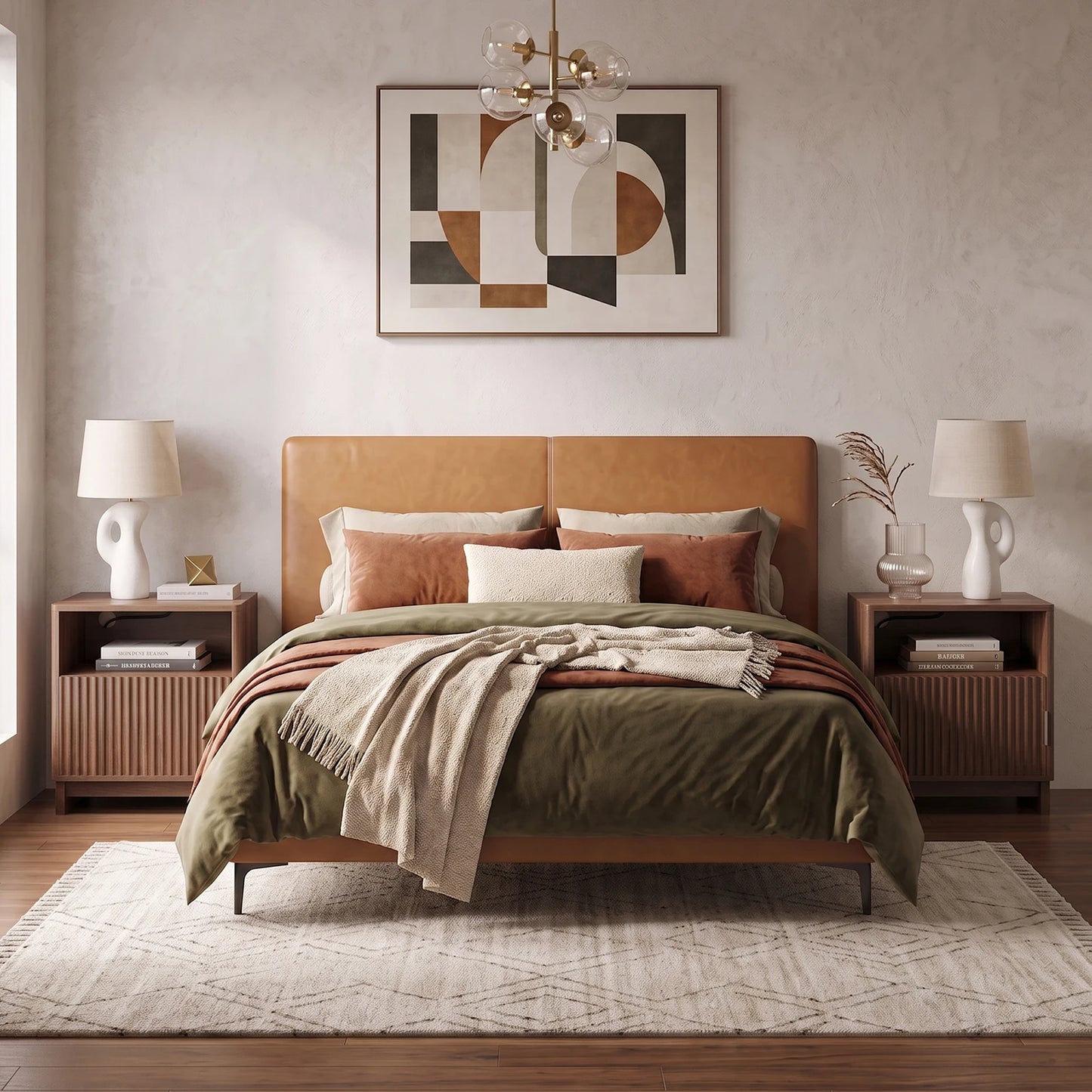 TinyNest Fluted Nightstand With Charging Station And Storage Drawers