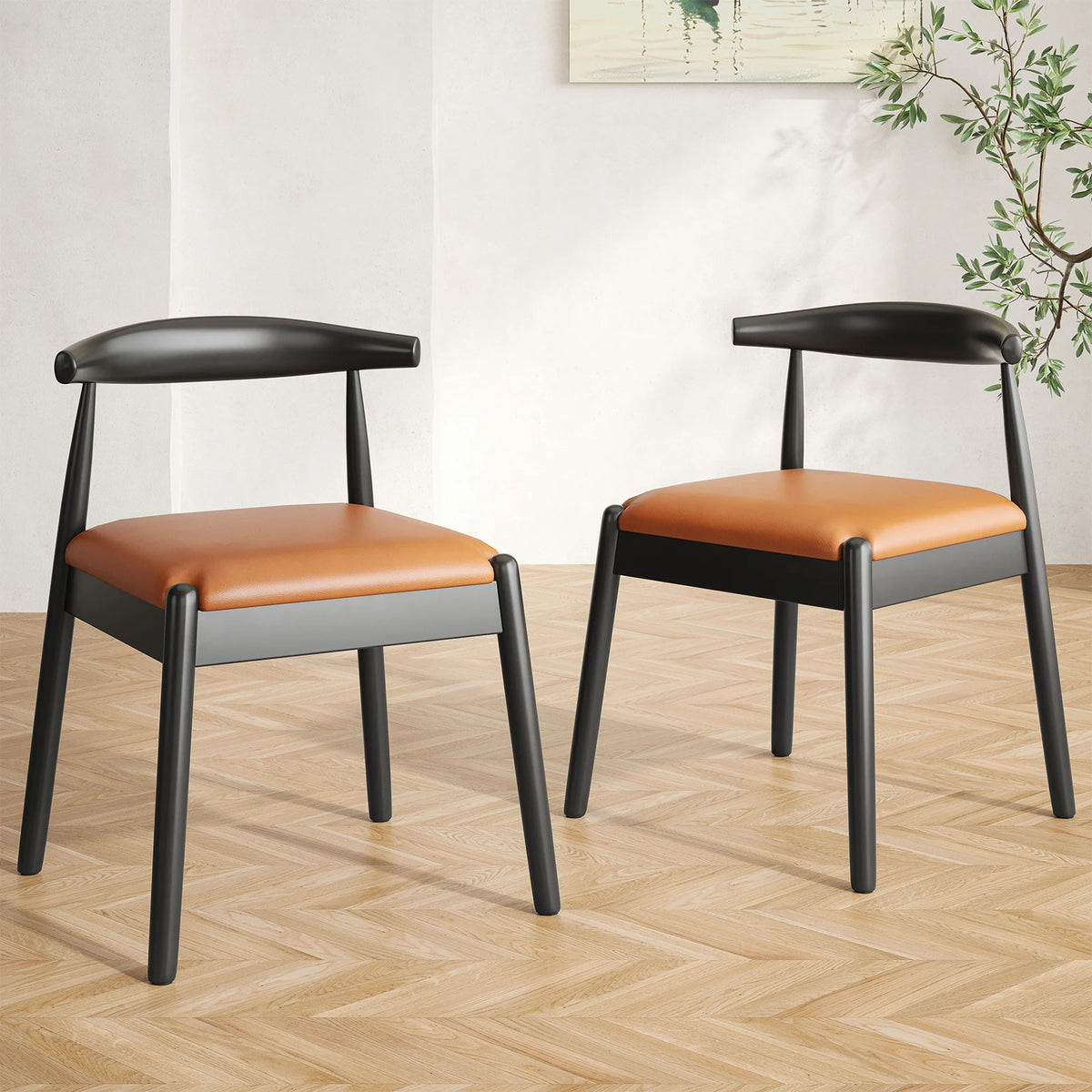 FARINI Mid-Century Modern Dining Chairs With Solid Wood Legs