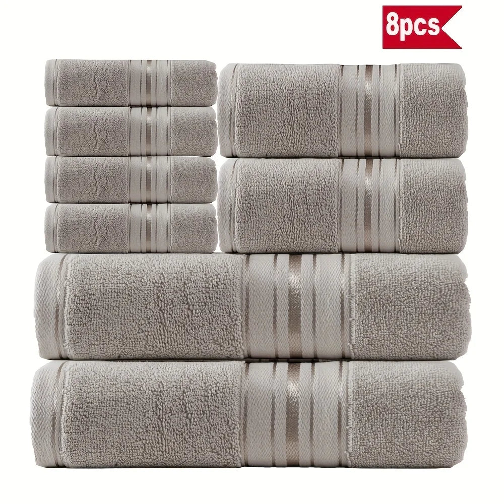 Luxury 8 Piece Ring Spun Cotton Towel Set For Bathroom