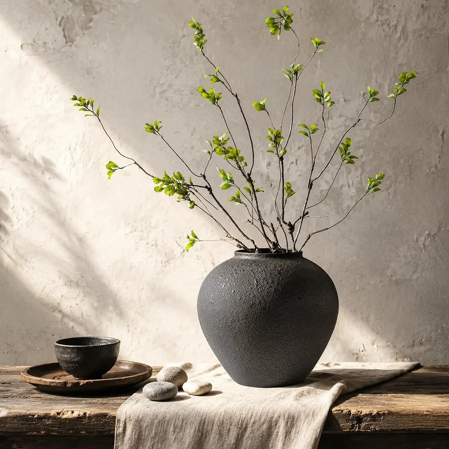 Rustic Porcelain Vase Centerpiece With Faux Greenery Home Decor
