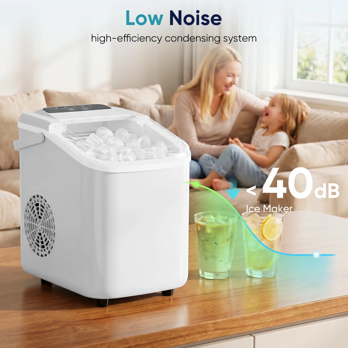 JHK Portable Countertop Ice Maker Machine For Quick Home Kitchen Use