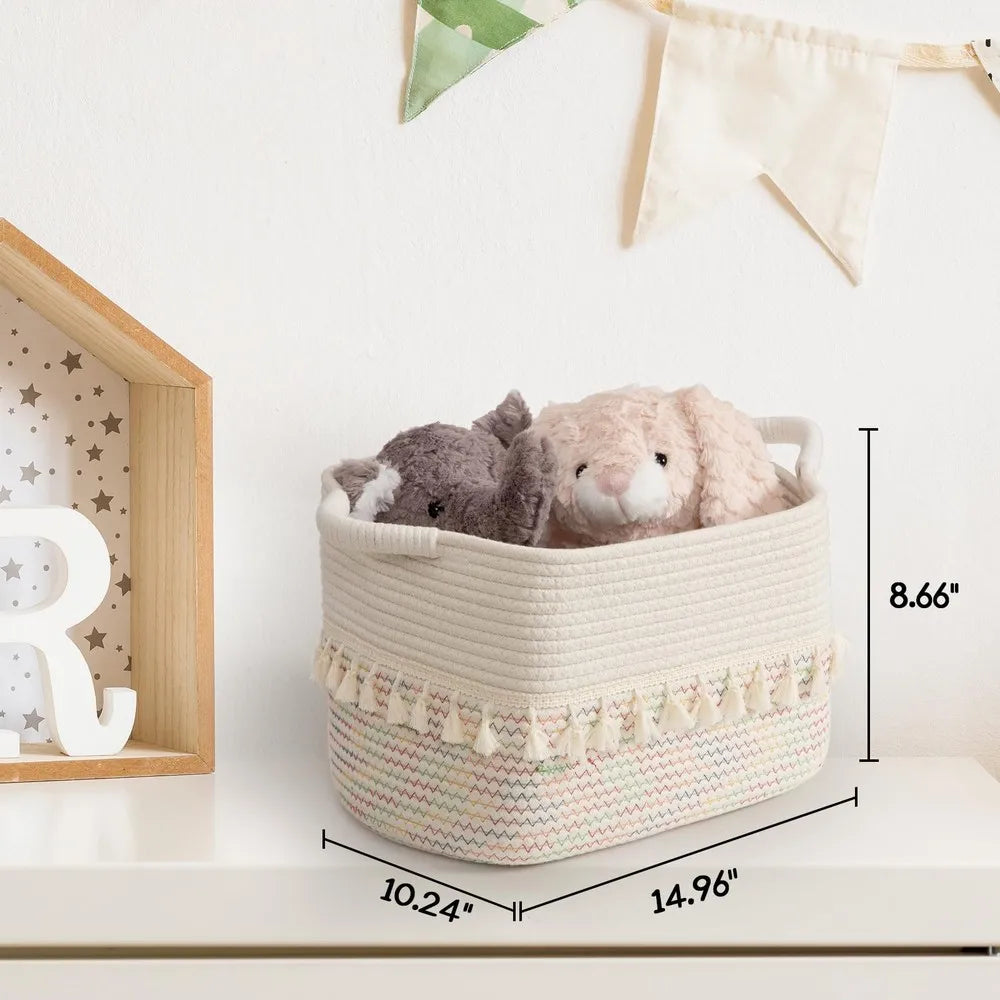 Decorative Cotton Rope Storage Baskets Woven Home Organizer Containers