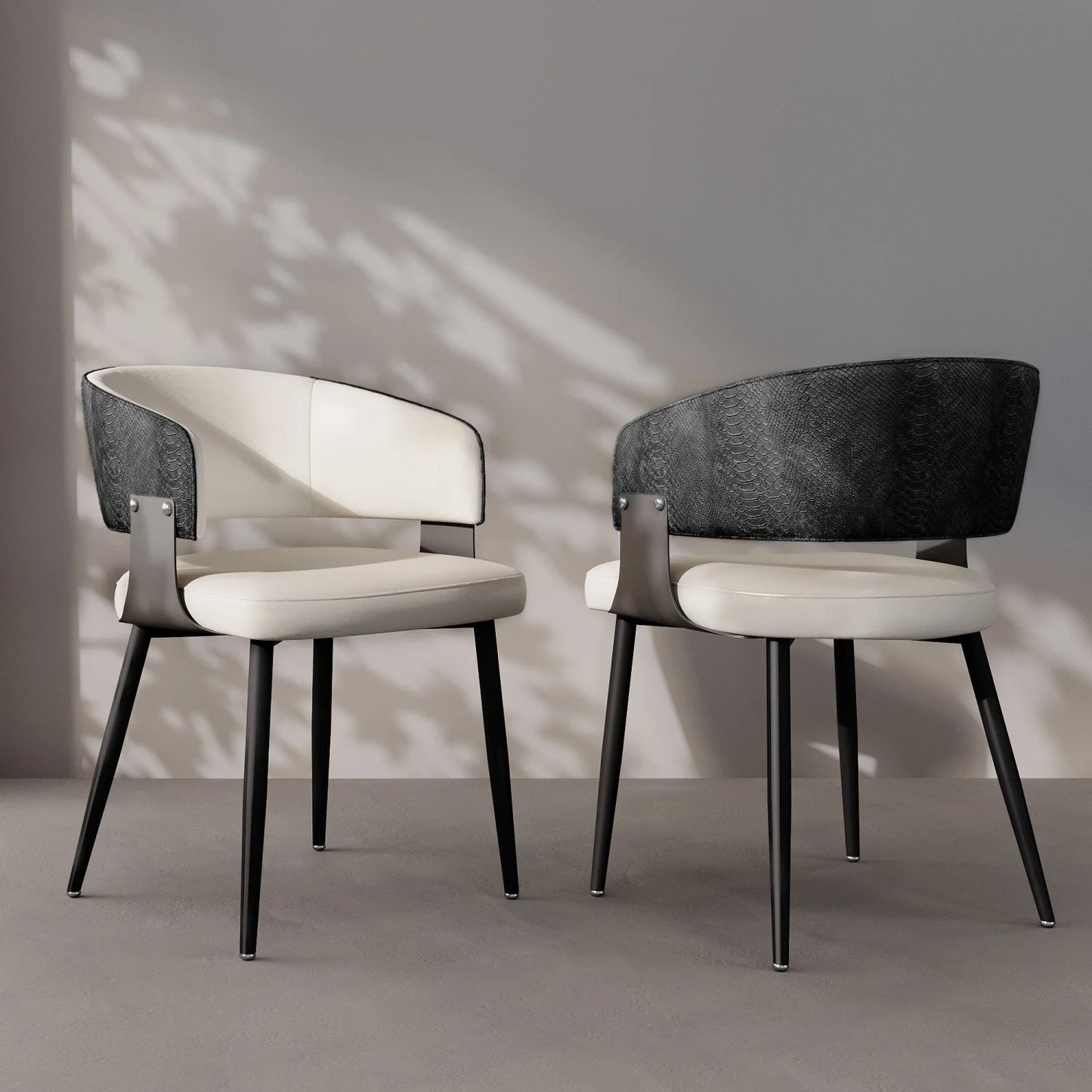 Stylish Upholstered Dining Chair With Padded Seat And Metal Frame