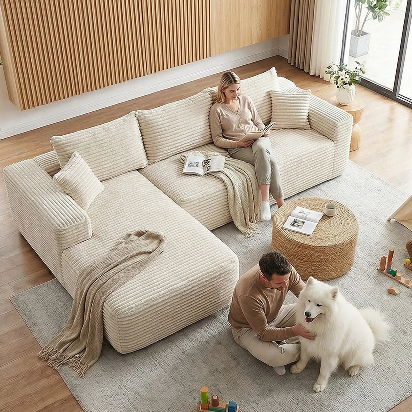 Modern Compressed Cloud L Shaped Modular Sectional Sofa